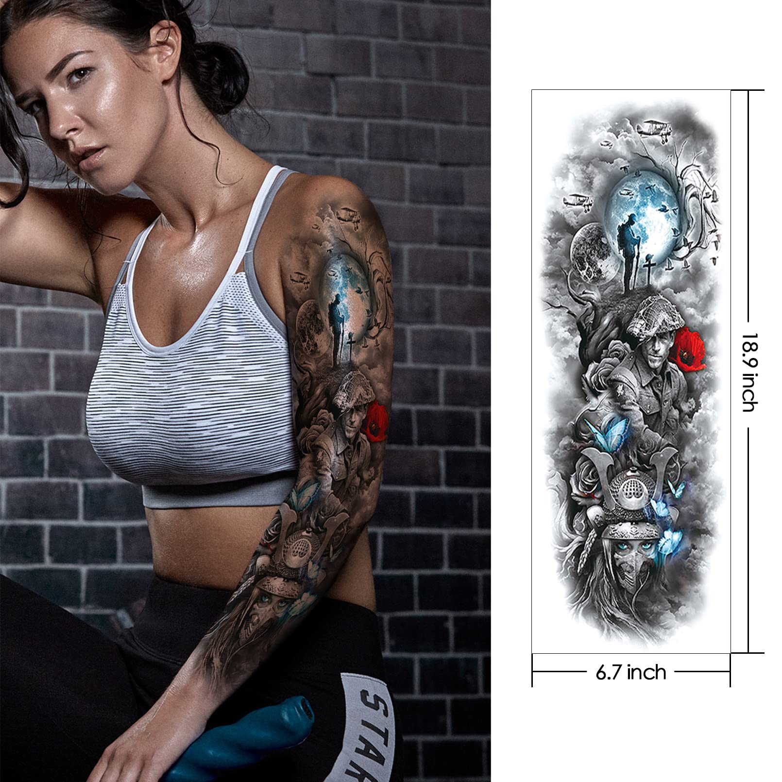 Amazon.com : 8 Sheets Full ArmTemporary Tattoos for Men and Women