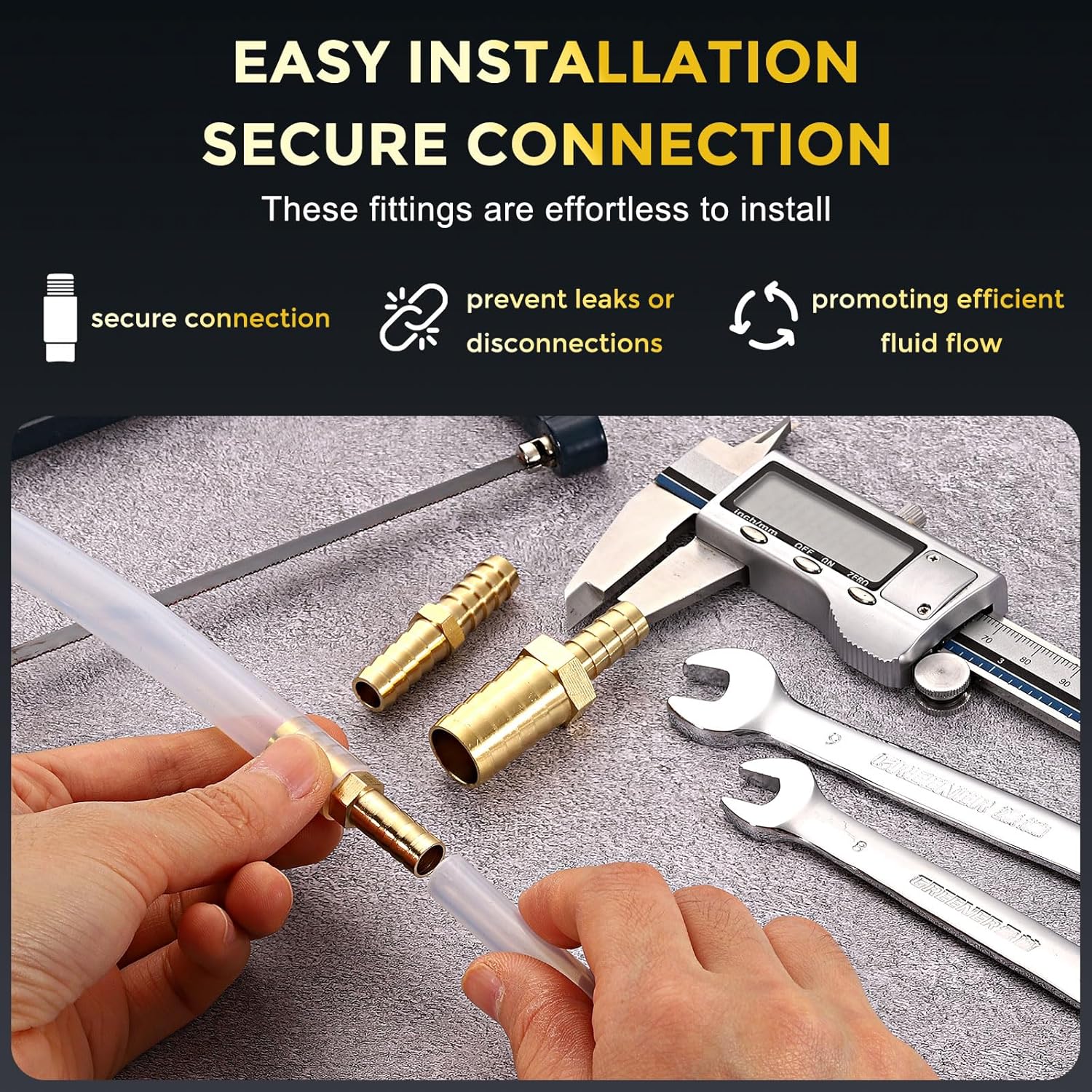 METALLIXITY 2Pcs Brass Hose Barb to Adapter 1/4" Barb x 3/16" for Automotive, Motorcycle, Marine, Truck, RV Fuel Systems