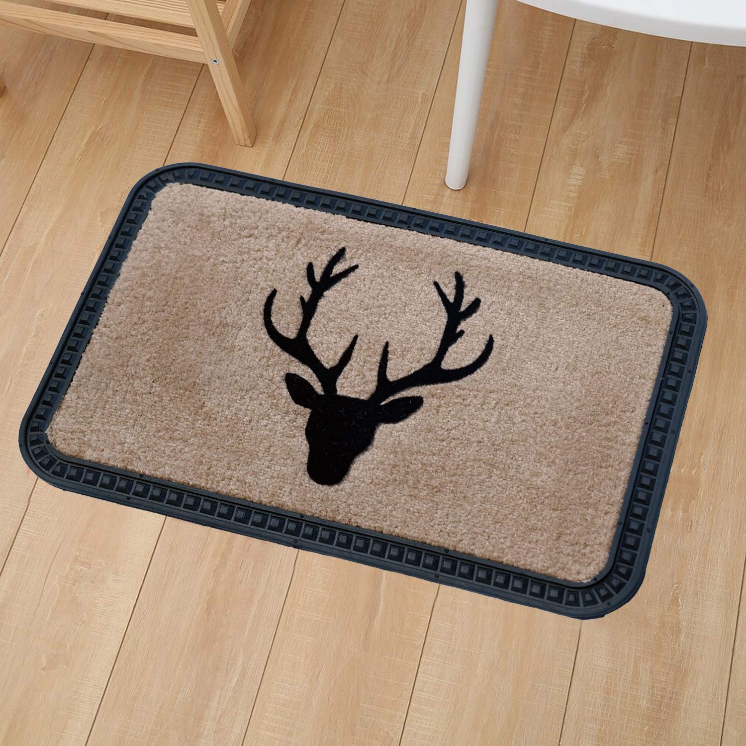 Onlymat Reindeer Print Door Mats, Polypropylene Non-Slip Mat with Rubber Backing for Indoor, Outdoor, Kitchen, Bathroom, Patio- Soft, Waterproof, Quick Dry Bath Mat in Beige and Black Color- 60x40cm (B085QK5VFC) Amazon Price History, Amazon Price Tracker