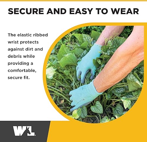 Miniatura 4 de Wells Lamont Guantes de jardinería para mujer, poliéster transpirable, ajuste sin costuras, palma recubierta de poliuretano para agarre y