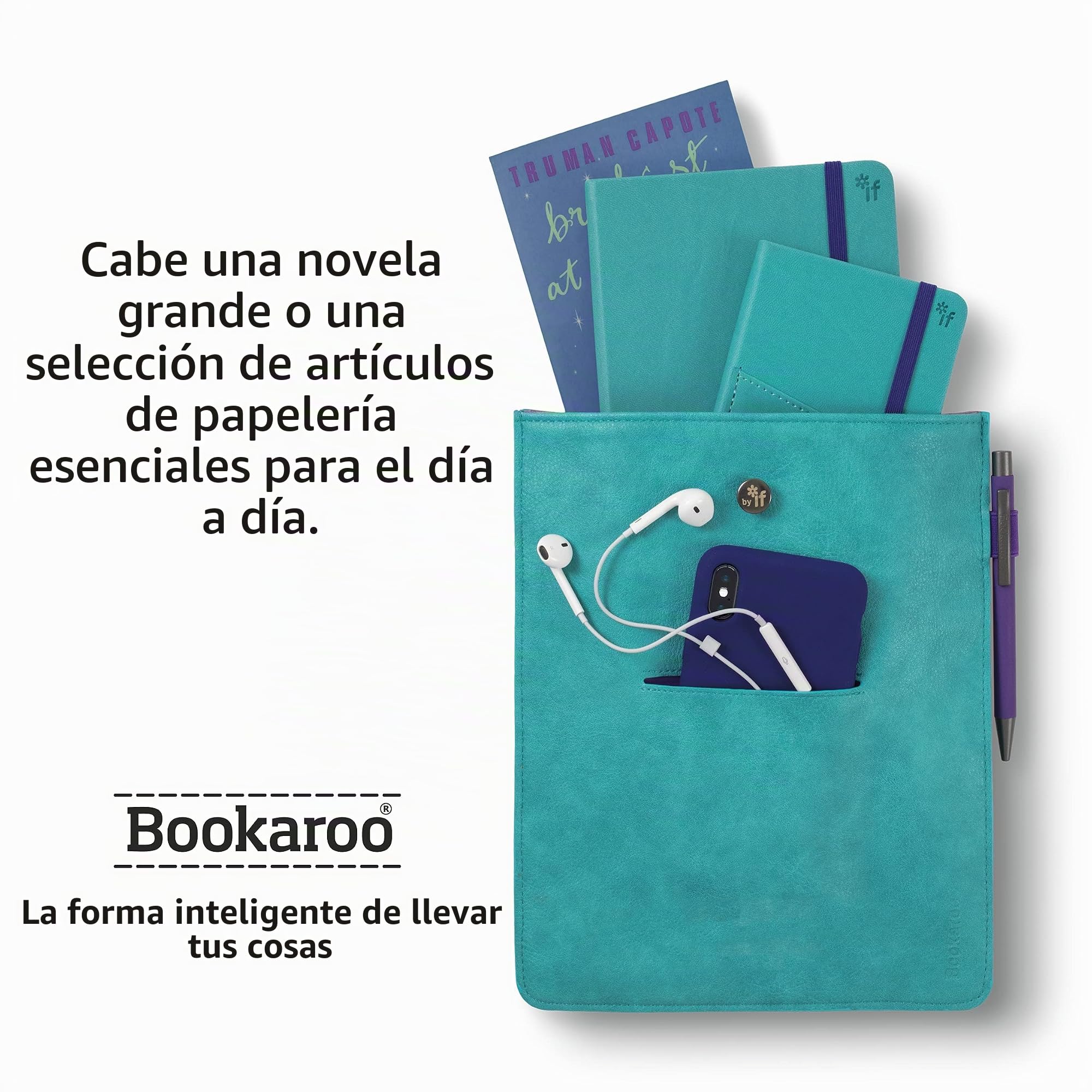 IF Bookaroo - Bolsa para libros y cosas (1 página), color turquesa