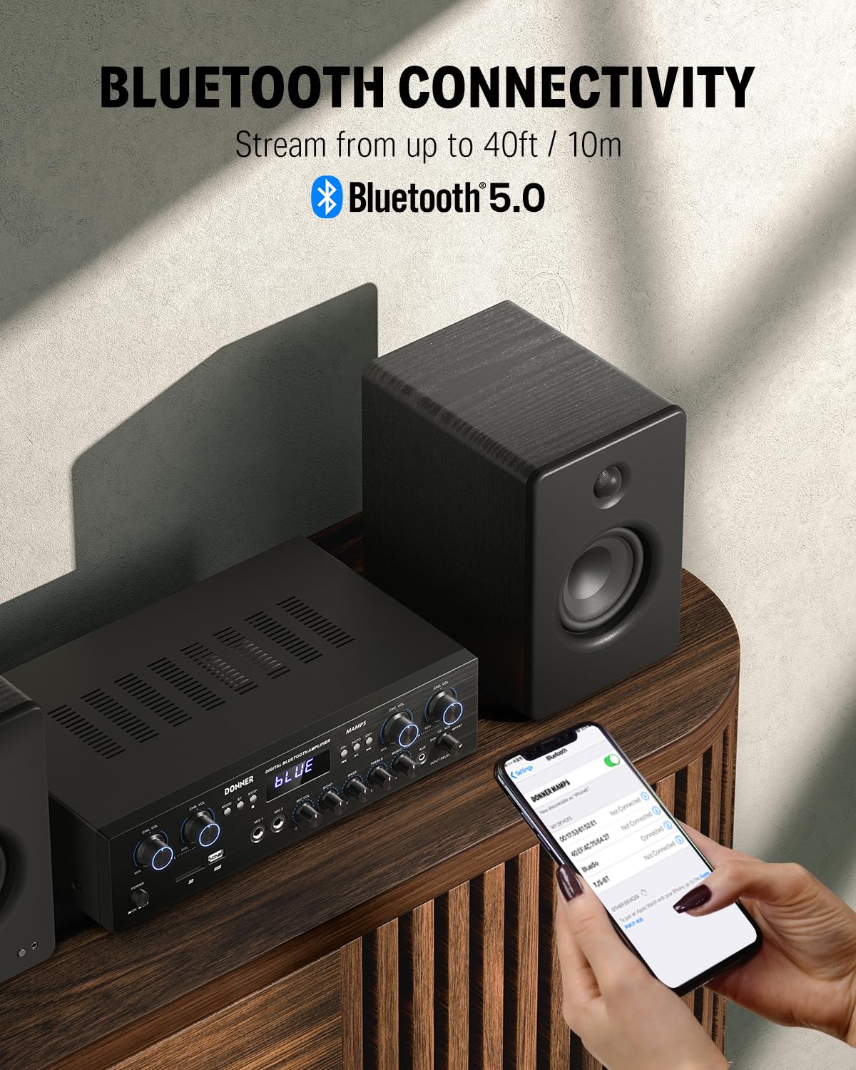 Amazon.co.jp: Donner パワーアンプ Bluetooth5.0 オーディオアンプ