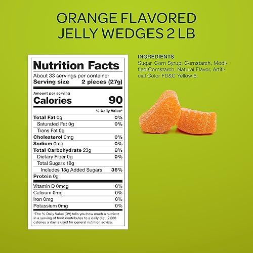 Miniatura 5 de Caramelos de gelatina en rodajas de naranja, sin envolver, paquete a granel de 2 libras