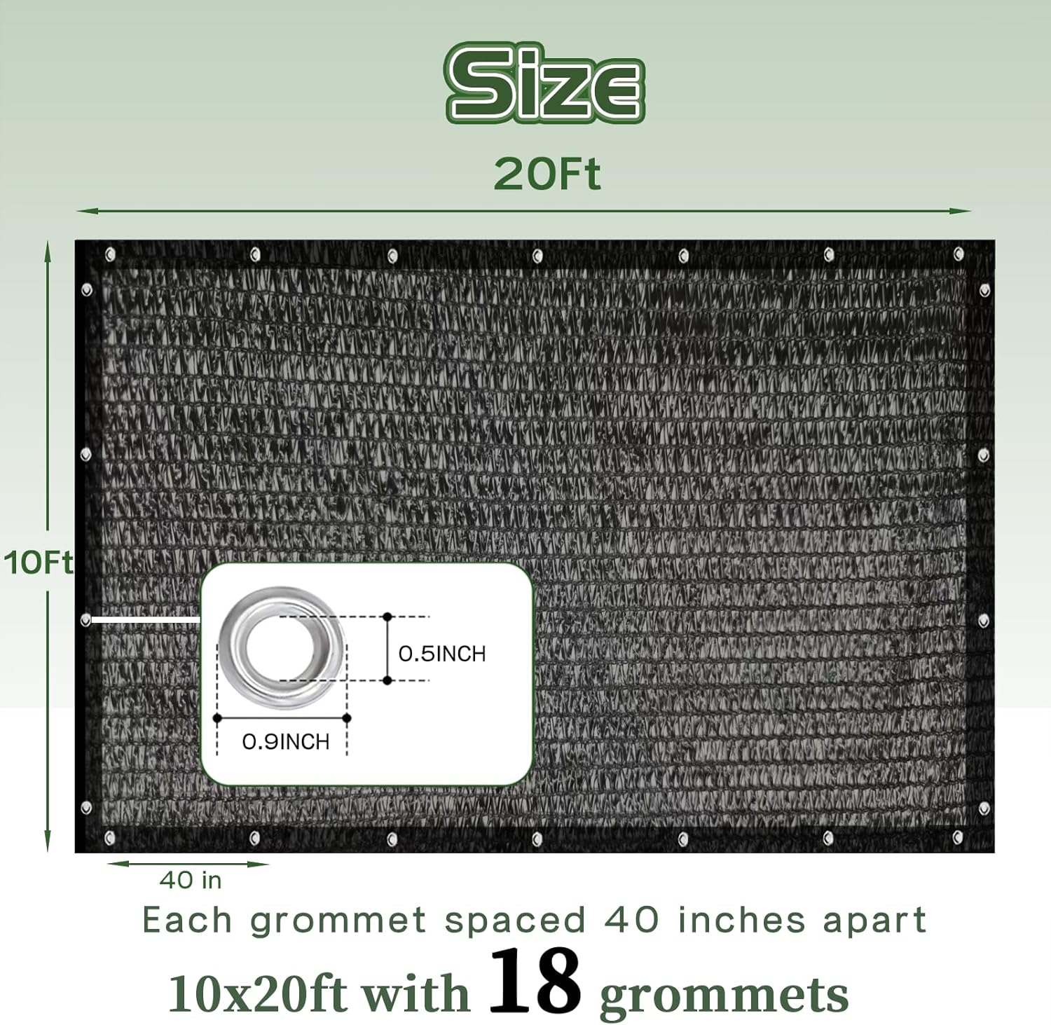 90% Sun Shade Cloth 10x20 FT,UV Blocking Mesh Tarp,Pergola Shade Cover Canopy with Grommets,Privacy Screen for Patio Outdoor Garden,Black