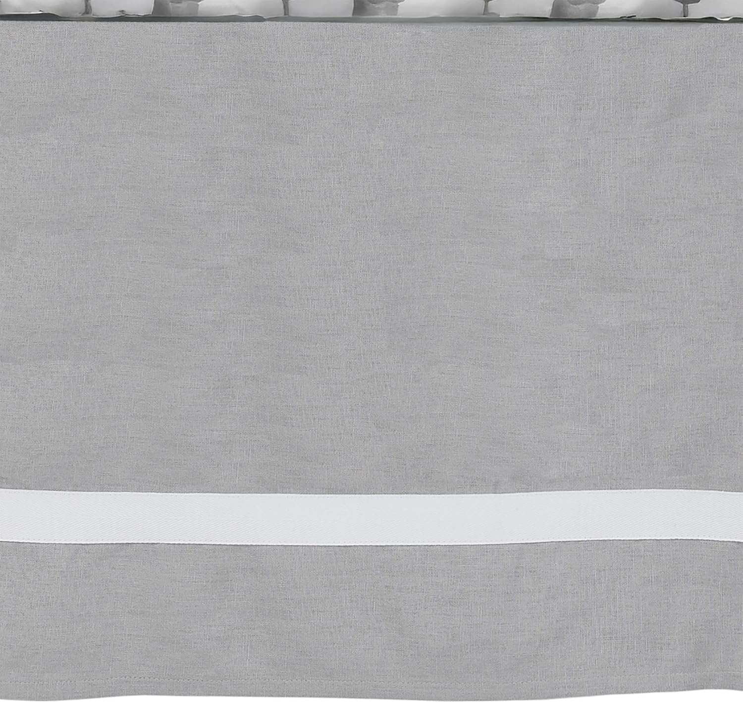 Lambs & Ivy Signature Gray Linen with White Trim 4-Sided Crib Skirt