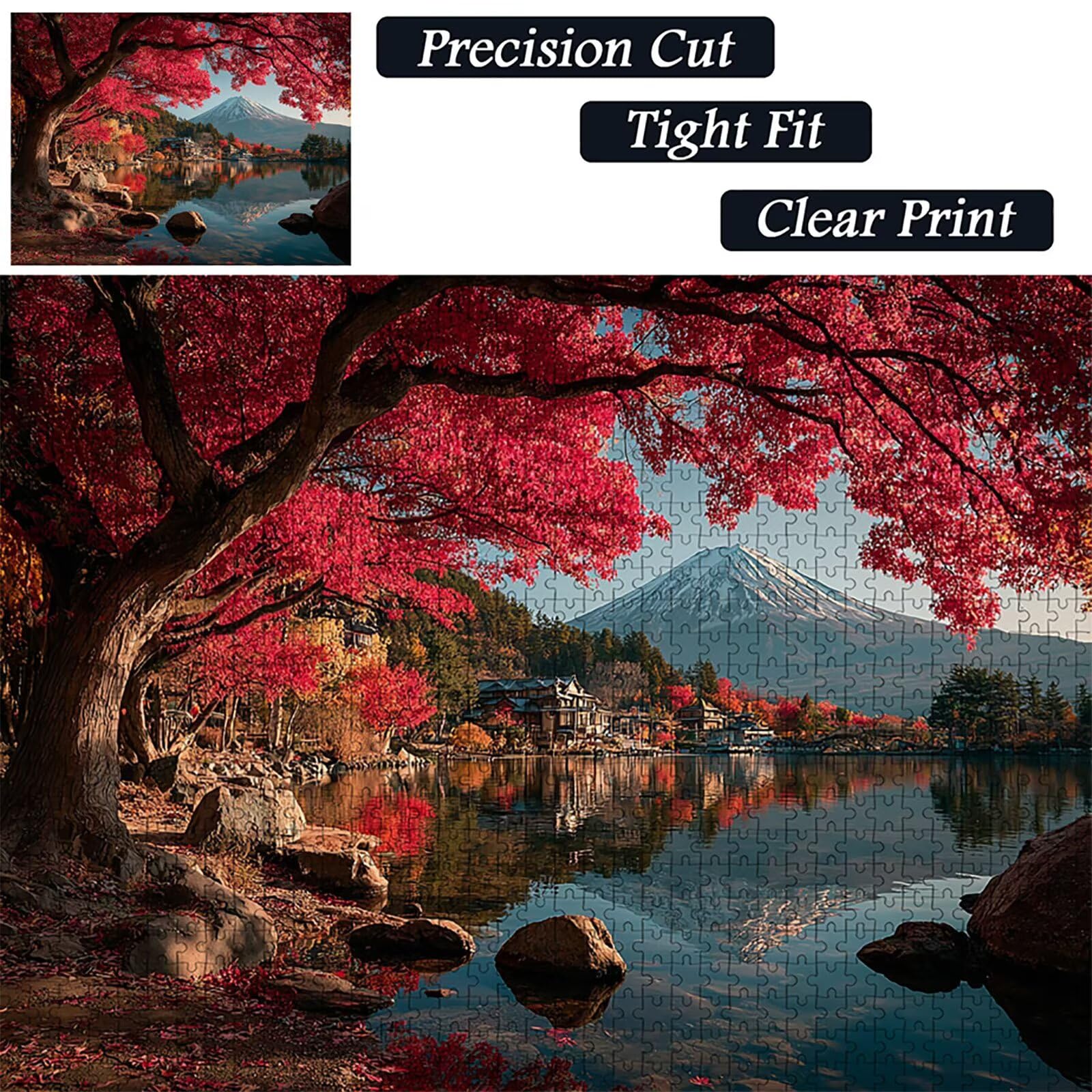 Mount Fuji Puzzle 3000 sztuk dorosłych, drewniane drzewo puzzle z pudełkiem 122 x 81 cm, pomysł na prezent dla mężczyzn i kobiet, zabawa dla dorosłych, do gier rodzinnych, gier wyzwań, wykwintne
