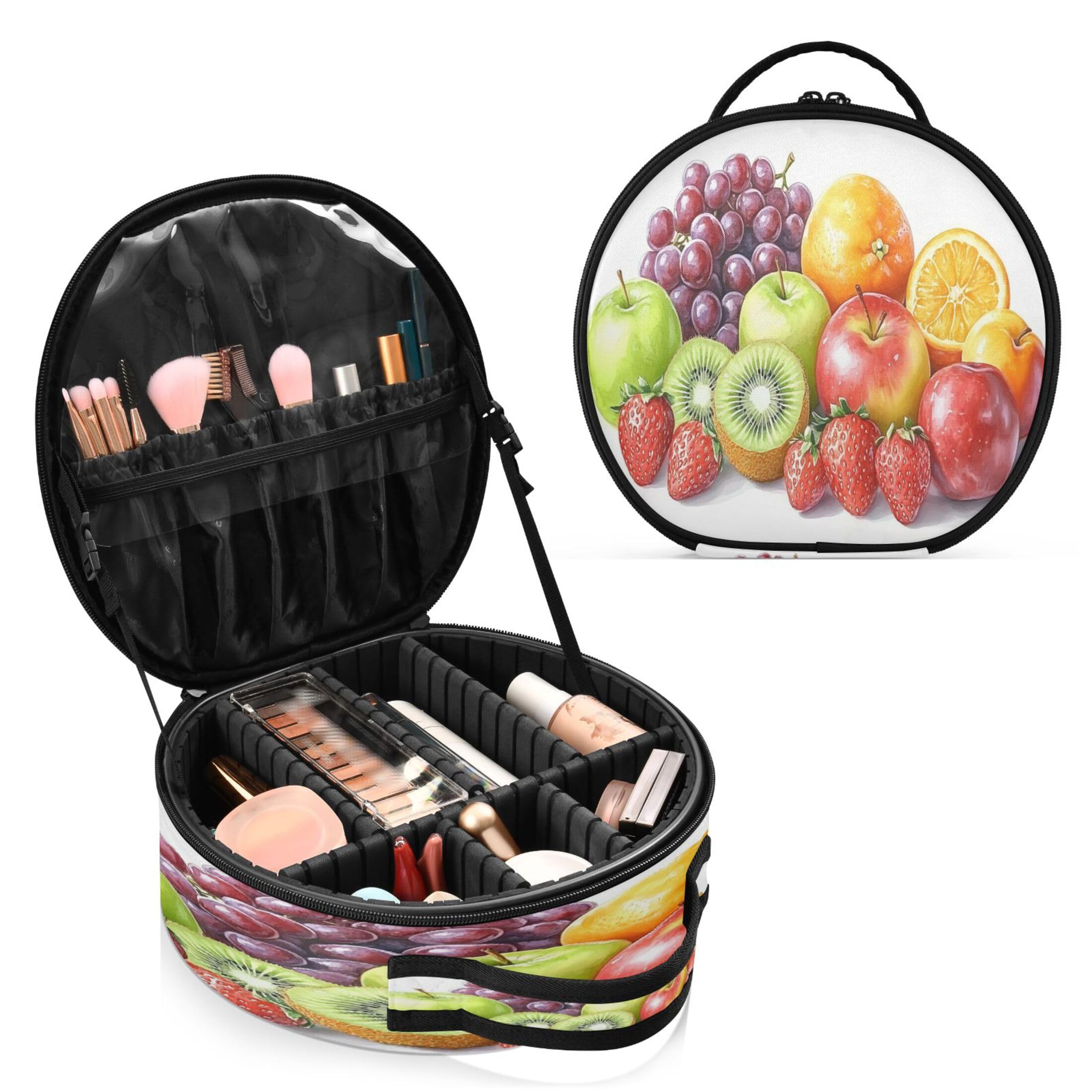 Takiito Fruit Travel Makeup Case Portable Makeup Box Artist Cosmetic Case Organizer With Adjustable Dividers