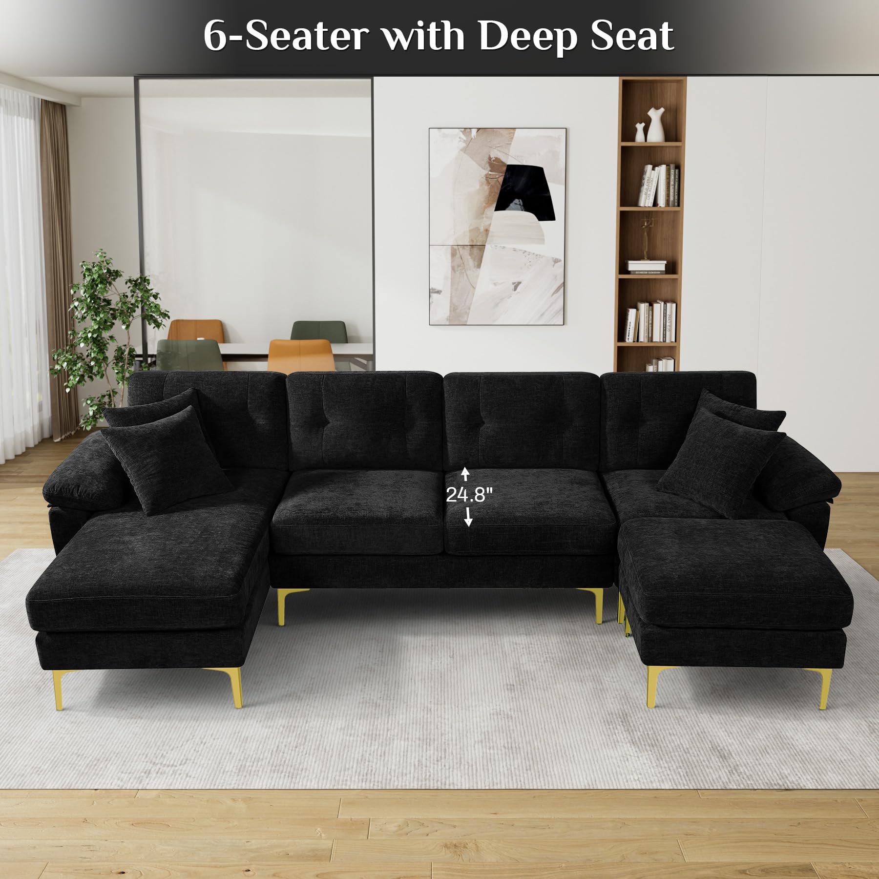 mayu♡　0724 Amazon.com: DAMAIFROM U-Shaped Sectional Sofa Couch, 115