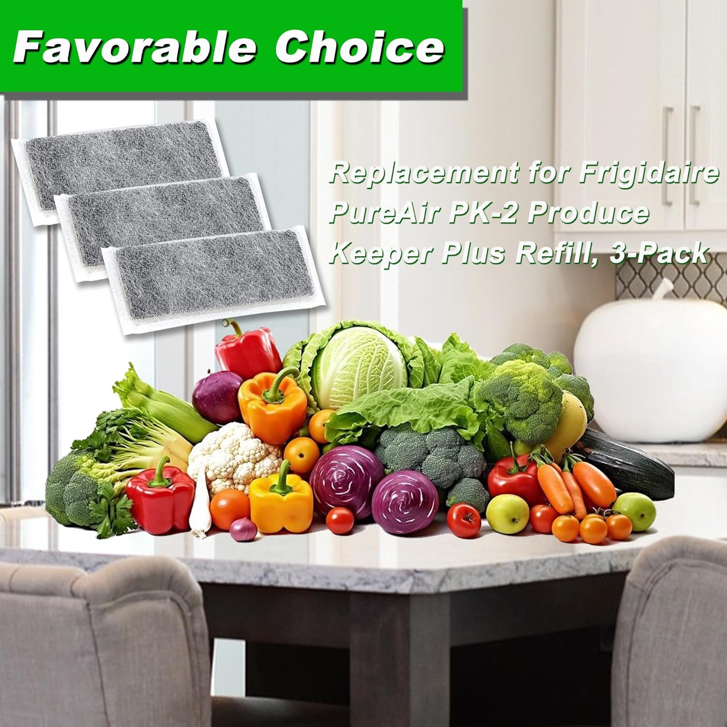 Refrigerator Produce Preserver Replacement for Frigidaire PureAir PK-2 Produce Keeper Plus Refill, Compatible with FRIGIDAIRE Gallery Models GRMC2273BF, GRMC2273BD, GRMG2272BF (3)