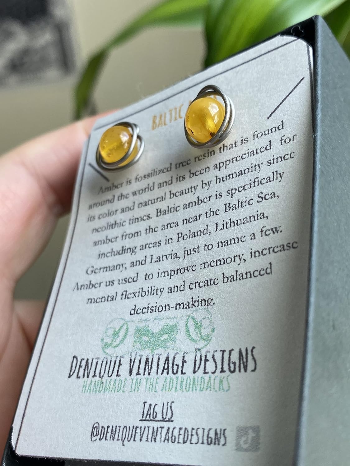 Baltic Cognac Amber 6mm Post Earrings in Black Iron, Titanium, Steel, Sterling Silver,14K Rose Gold or 14k Gold Wire (Handmade), Birthstone Jewelry, Real Gemstone bead