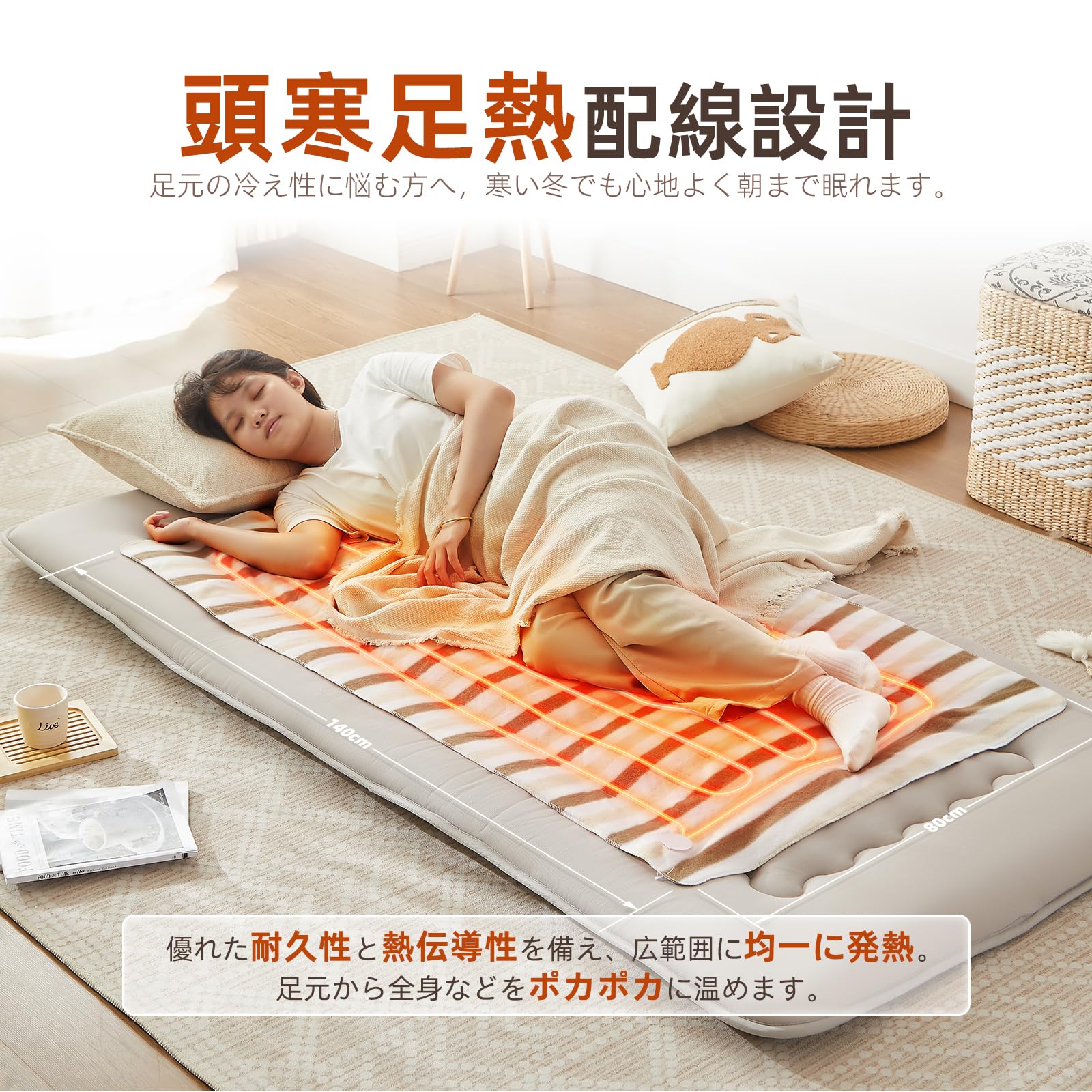 Amazon.co.jp : 電気毛布 掛け 敷き 兼用 5段階温度調節 4段階タイマー