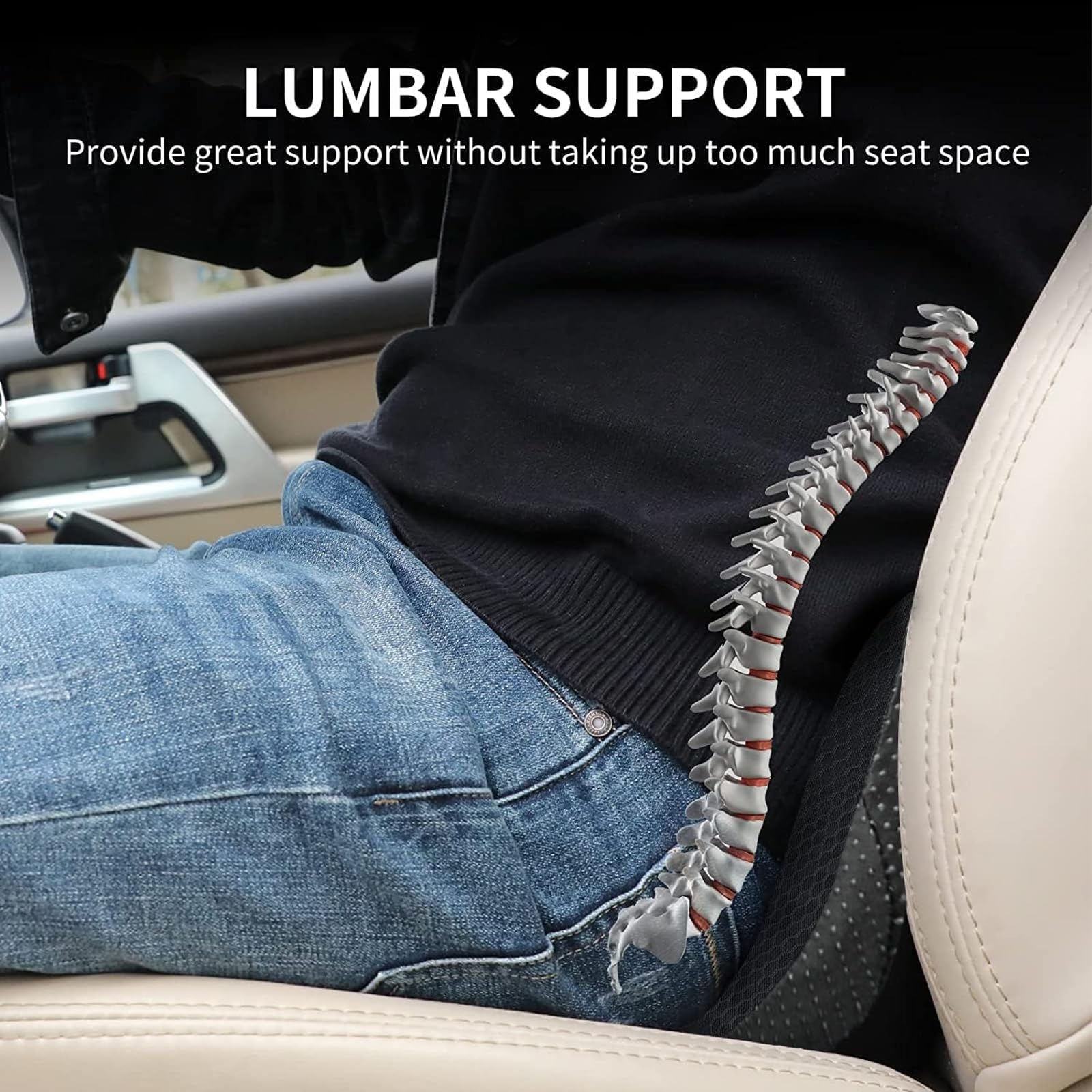 Poduszka fotelika samochodowego z pianki memory do Mitsubishi Pajero Sport 2011-2025 | Ergonomiczna podkładka klinowa łagodząca rwę kulszową do długotrwałej jazdy samochodem ciężarowym SUV