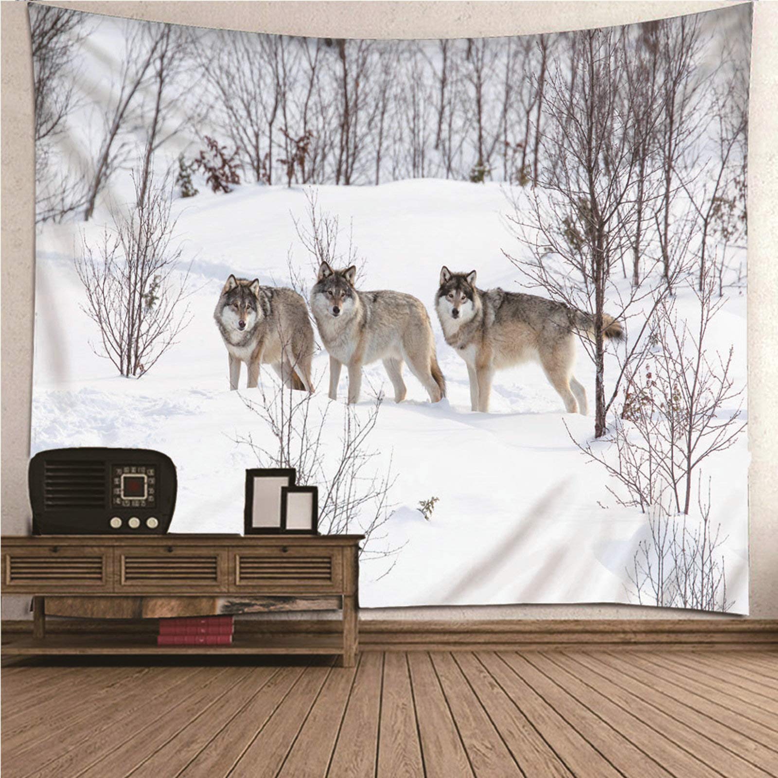 Tapiz de pared decorativo KnSam de 150x130 cm con diseño de lobo para salón