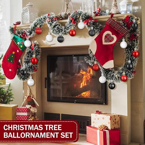 Miniatura 5 de Shappy 216 mini esferas de Navidad de 1.18 pulgadas, decoración de árbol de Navidad, 6 estilos, esferas pequeñas de Navidad inastillables con lazo