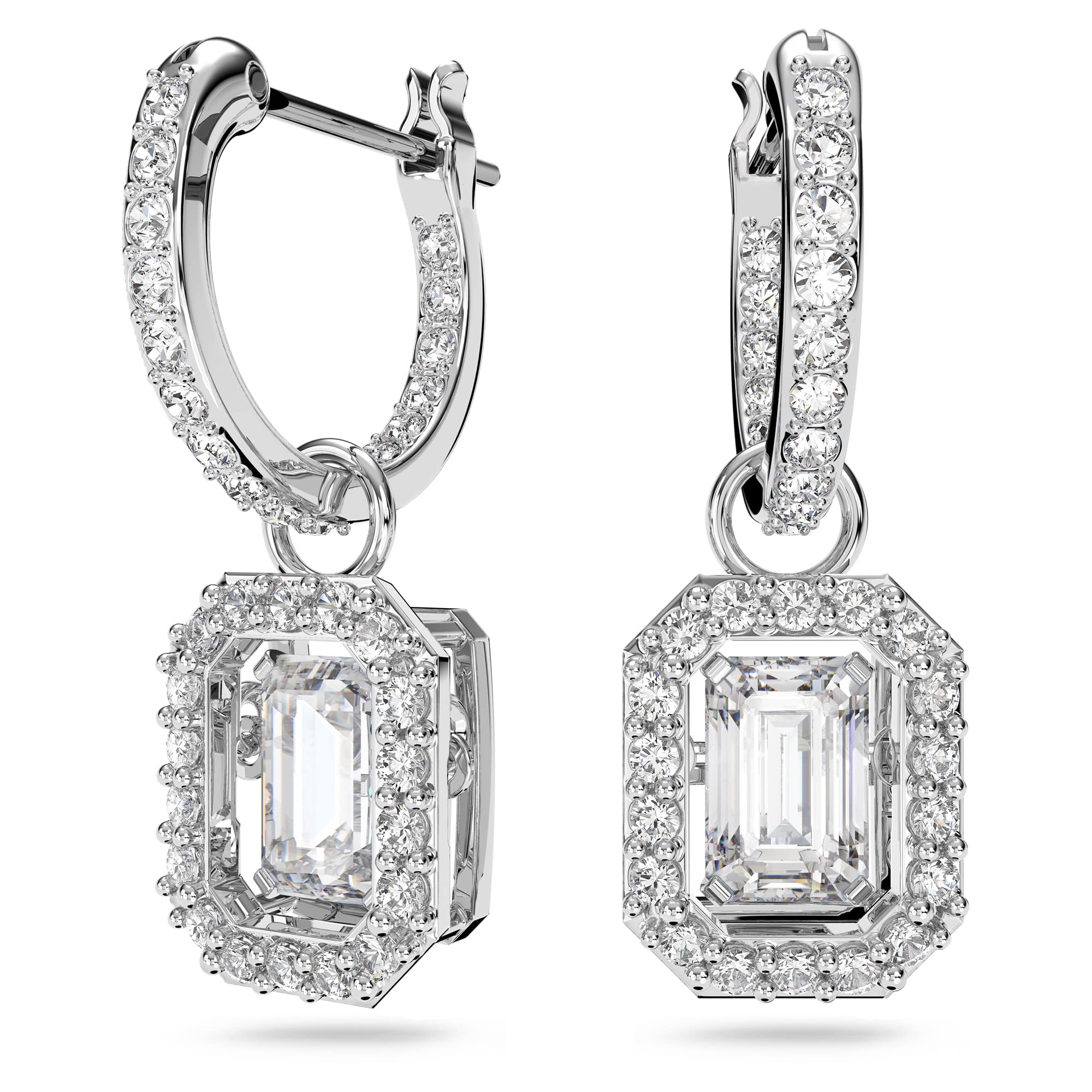 Swarovski Pendants d'oreilles Millenia Octogonales Blancs - Métal rhodié
