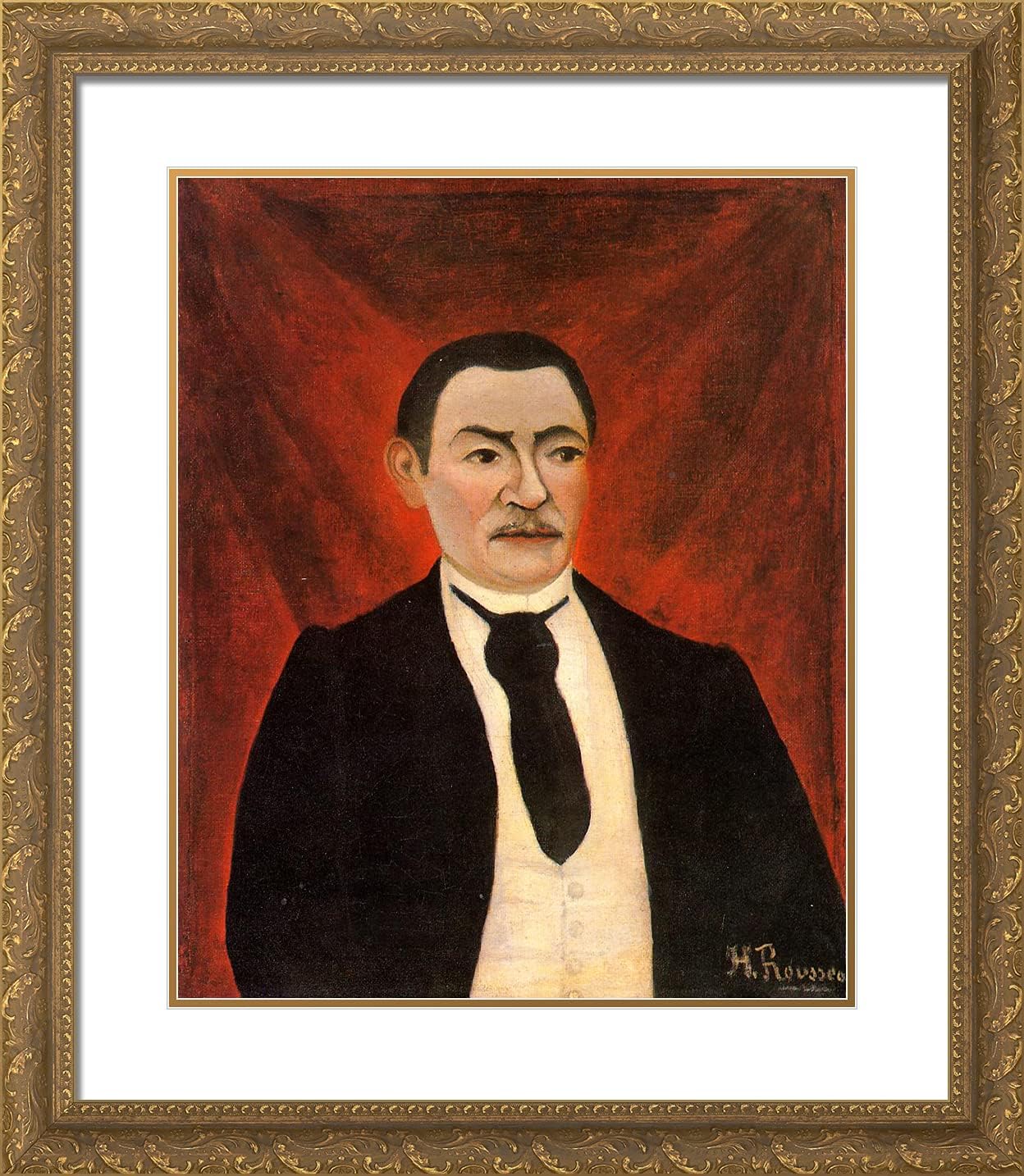 ArtDirect Rousseau, Henri 20x23 Gold Ornate Framed Art Print with Double Matting Titled: Portrait of Monsieur S