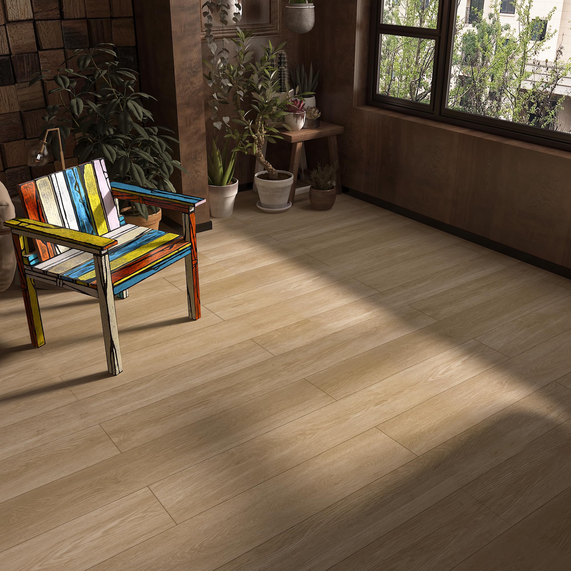Pavimento in vinile marrone Peel and Stick, 61 x 398,8 cm, impermeabile, con venature del legno, autoadesivo, resistente all'usura, per cucina, bagno, soggiorno, camera da letto, pavimenti temporanei