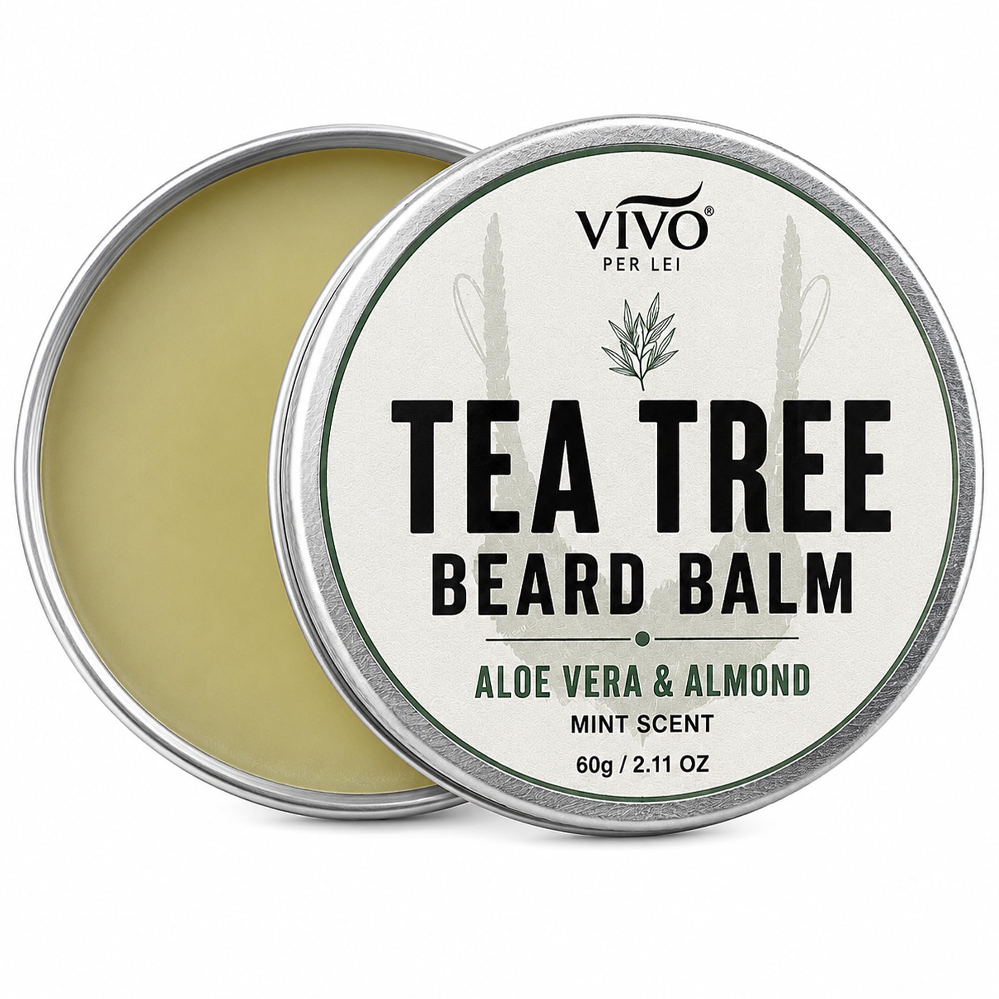 Vivo Per Lei Tea Tree Beard Balm - with Argan Oil, Aloe & Mint - 2.11 Oz