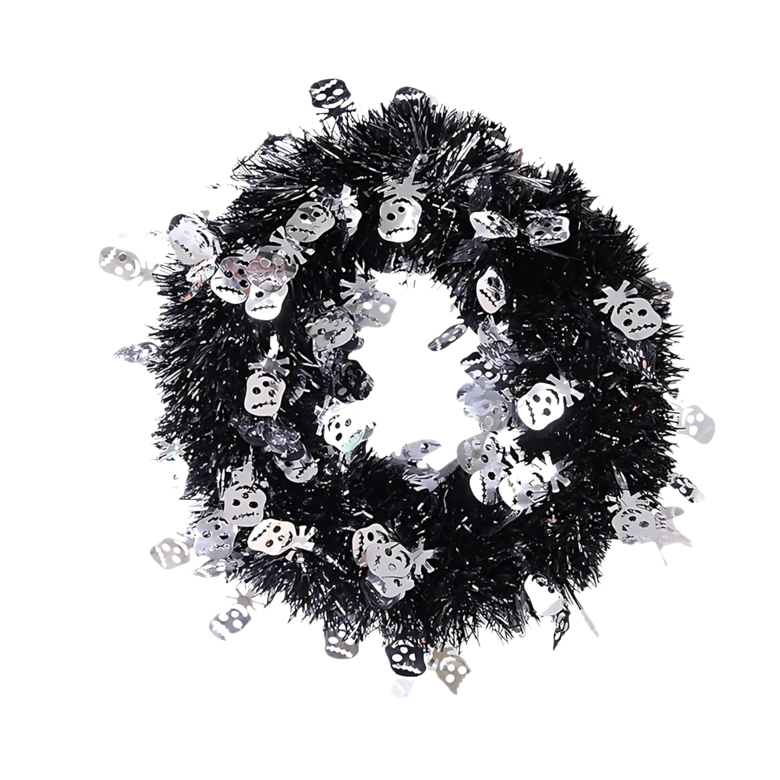 Adeptna White 45Cm Halloween Scary Wreath – Hanging Artificial Skull Front Door Wreath For Halloween Haunted House Party Decoration (White)
