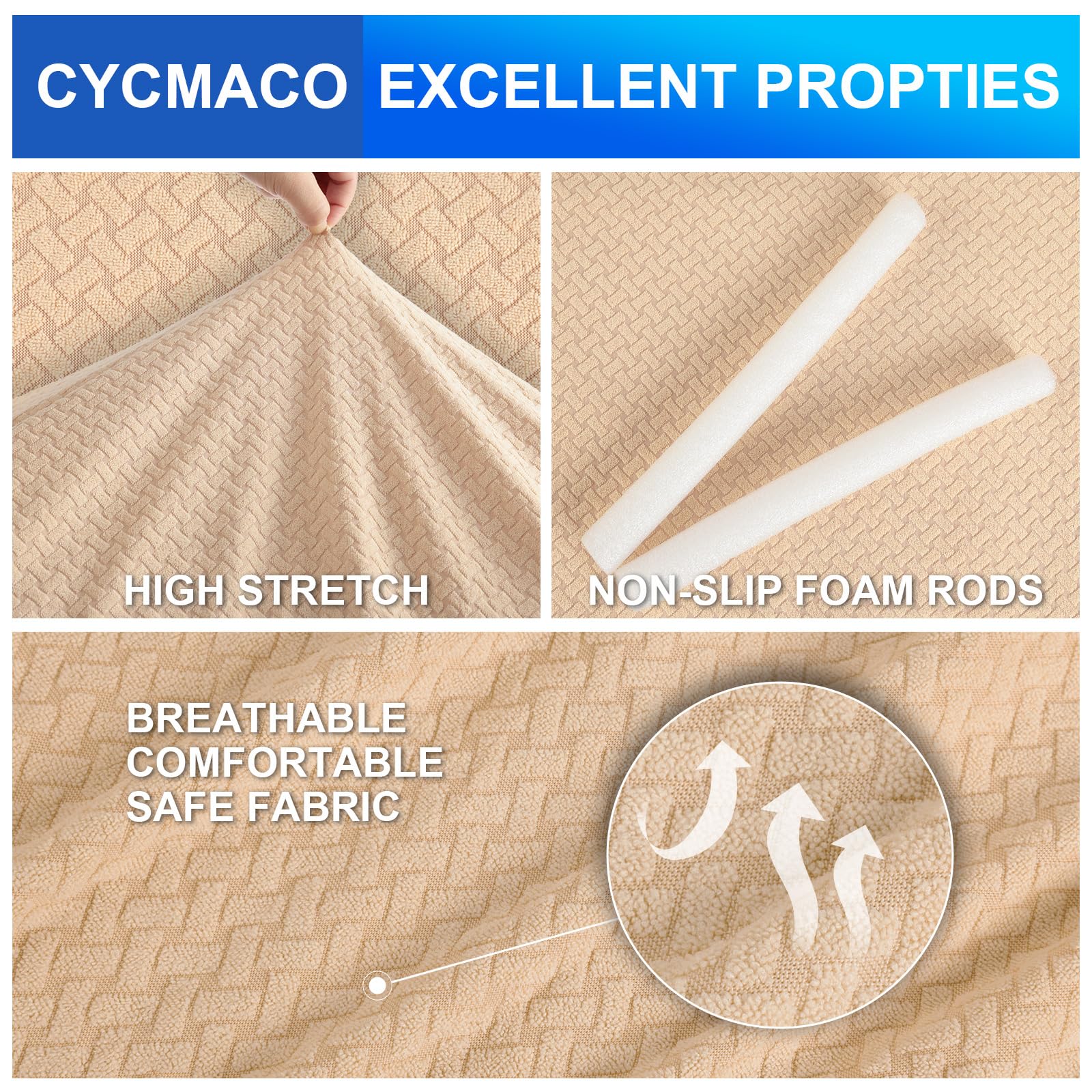 CYCMACO Copridivano 3 Posti Con Braccioli, Copridivani Elasticizzato Antiscivolo, Universale Moderno Copri Divano Antigraffio, Sofa Cover Antimacchia, Lavabile In Lavatrice, Beige Giallo