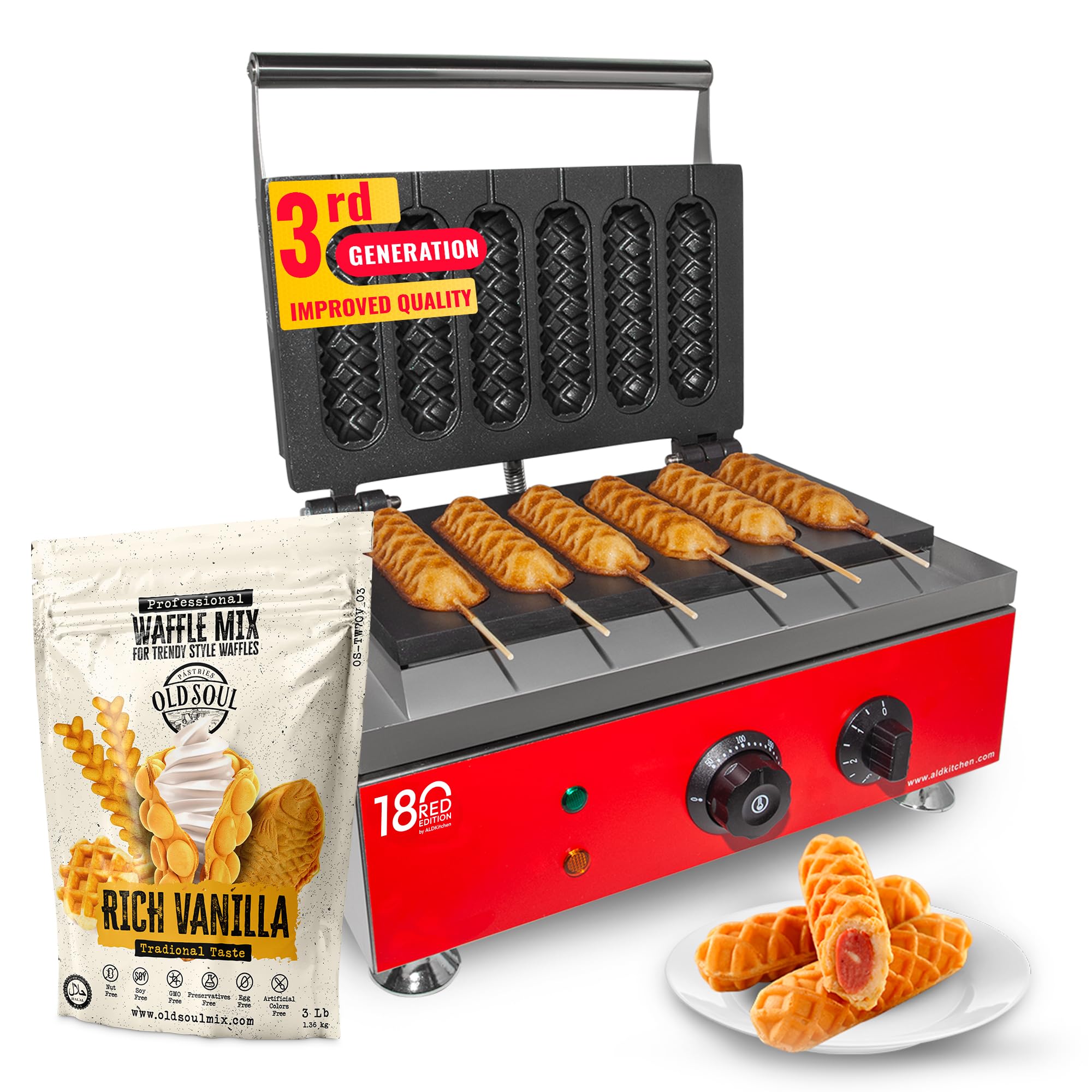 Amazon.com: ALDKitchen Hotdog Waffle Maker | Waffle Iron for Corn