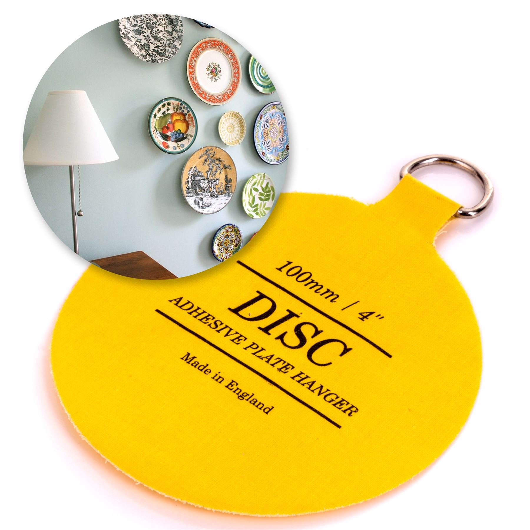 White Hinge Beige|Yellow|Brown Invisible 100Mm Disc Picture Adhesive Hanger For 12" Plates