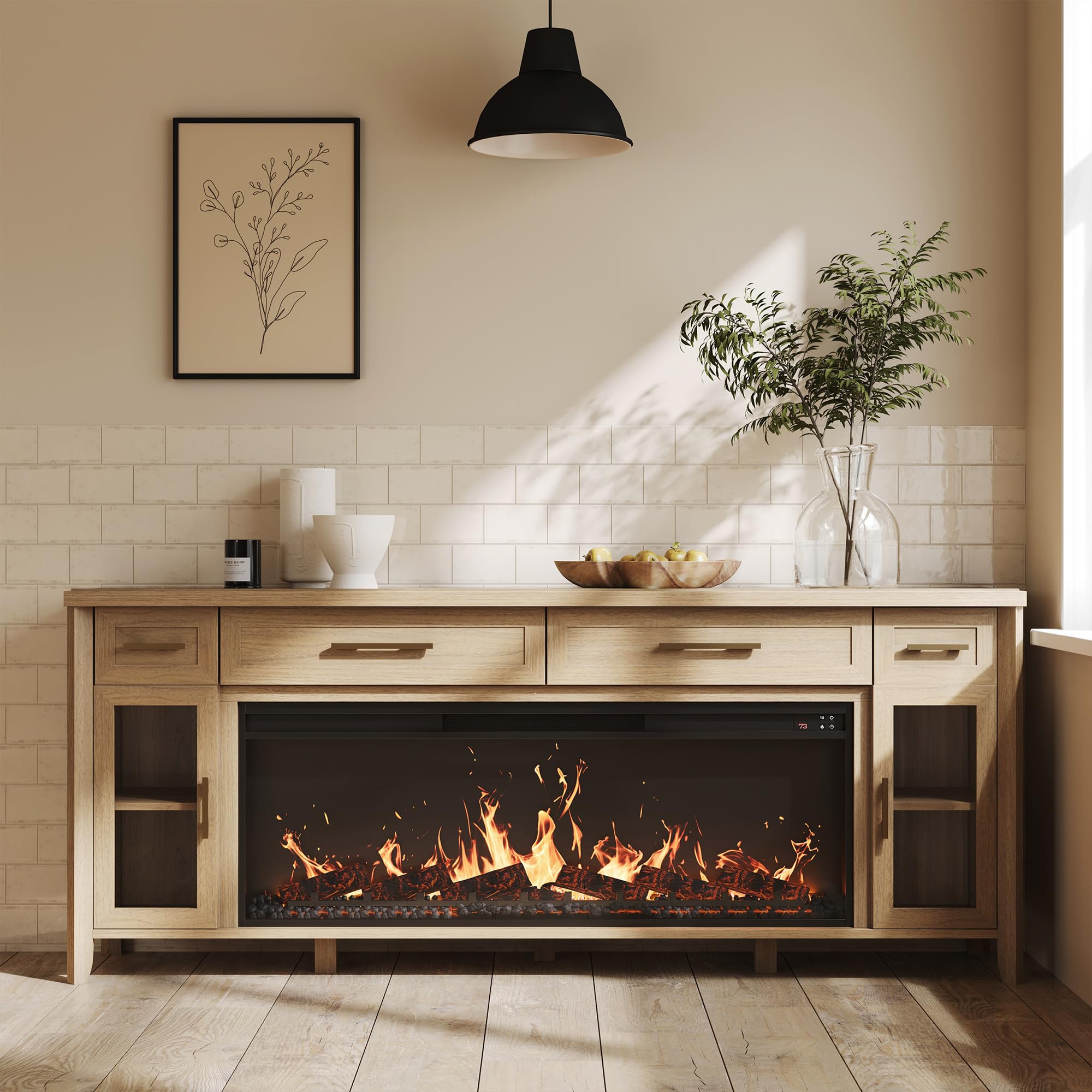 Amazon.com: BELLEZE 74 Inch Rustic TV Stand with 48