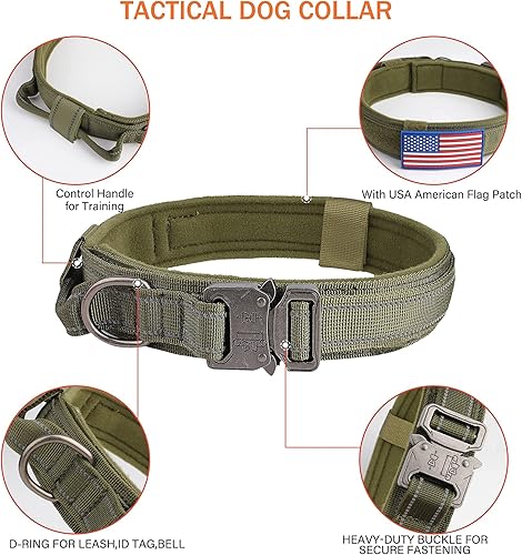 Miniatura 56 de KCUCOP - Collar táctico para perro, collar militar para perro, collares para perro Tactipup, ajustable, hebilla de metal resistente para perros M, L