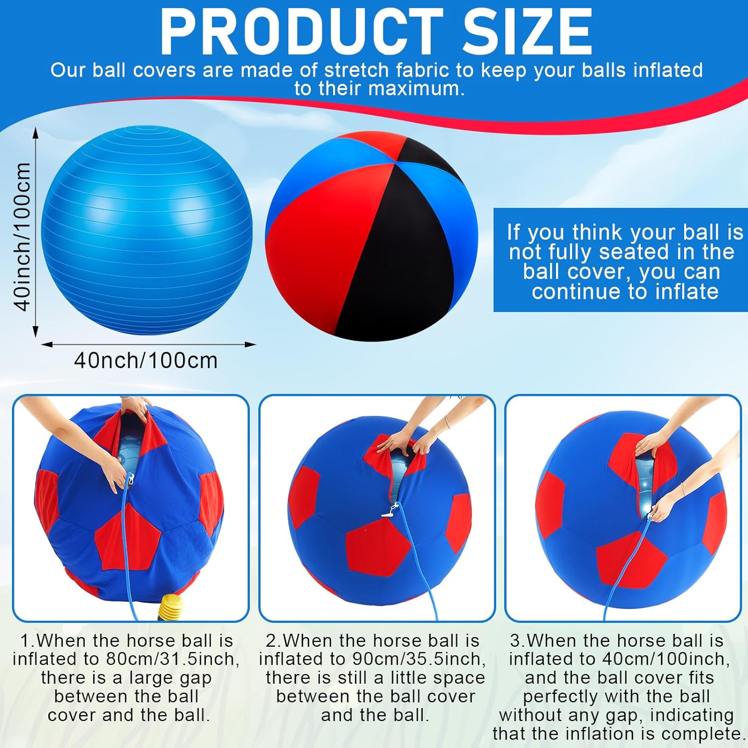 40 Inch Giant Herding Ball with Cover Anti Burst Ball Please Watch VCR for How to Inflation Horse Toys for Horses Stall Entertainment Play, Pump Included(Red, Red, Black, Stylish)