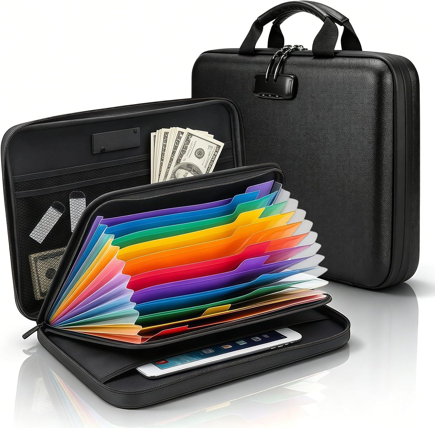 Fireproof Document Organizer with Lock, Hard Shell for Travel
