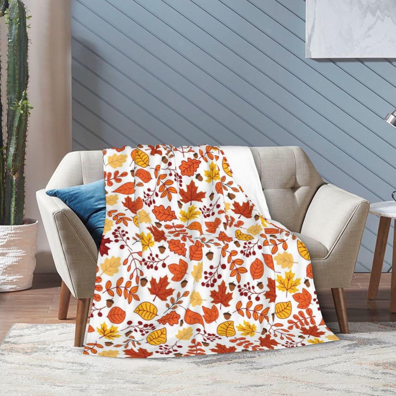 Fall Leaves Throw Blanket 50"x60", Soft Warm Autumn Decor Blanket for Home Living Room Couch Bed Chair, Thanksgiving Farmhouse Home Decor Retirement Birthday Gifts for Dad Mom Grandpa Grandma - Image 5