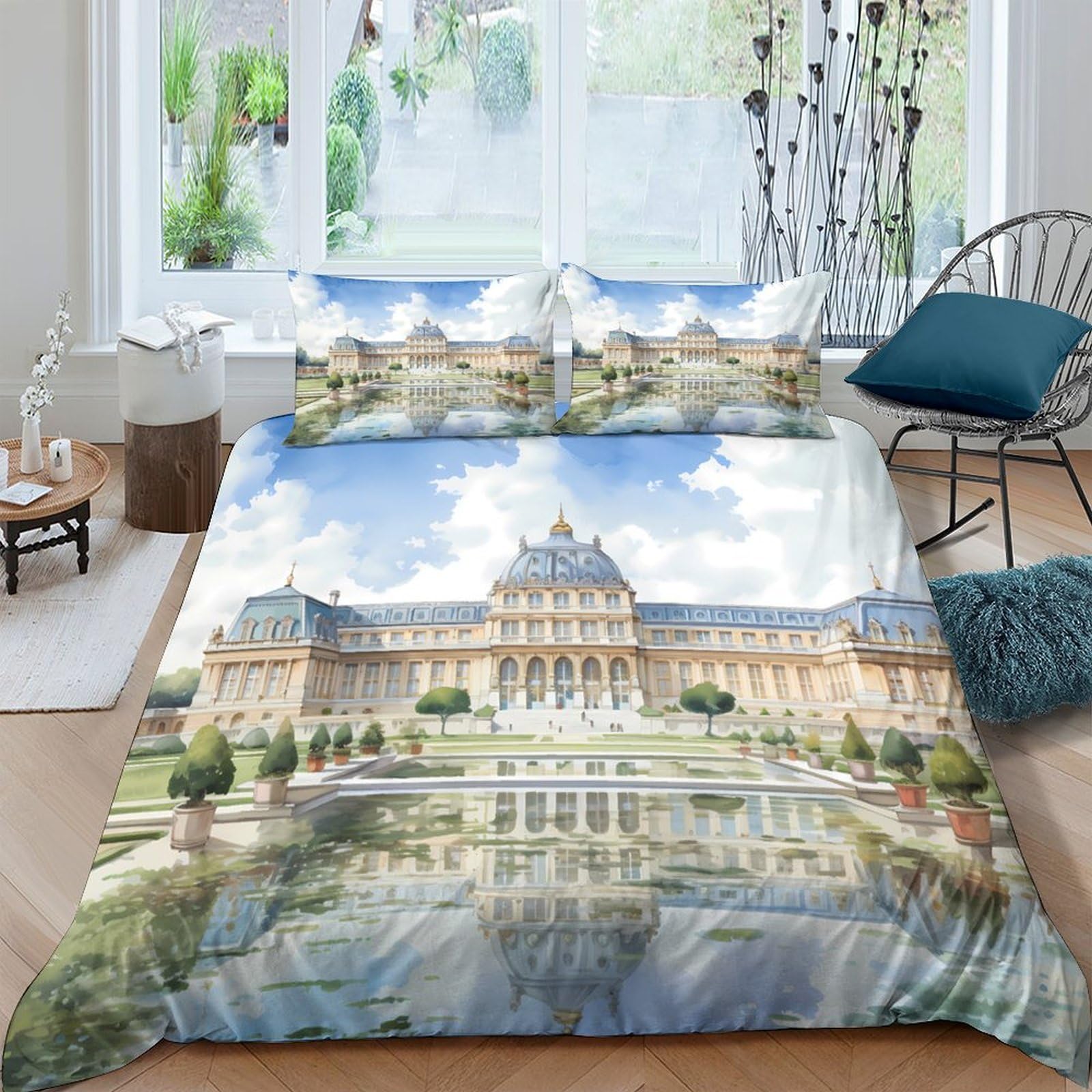 Housse de couette architecture 3D 140x200 pour lit une place au style européen
