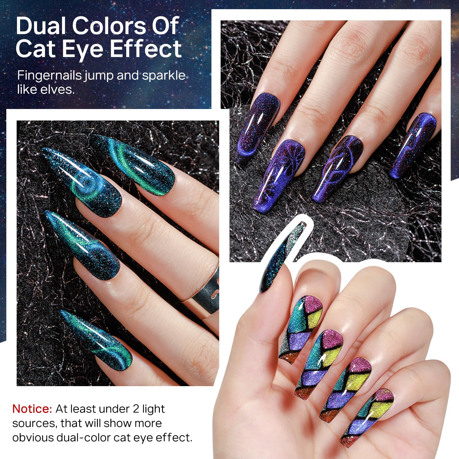 Amazon.com : MIZHSE Cat Eye Gel Nail Polish 10 Colors, Glitter