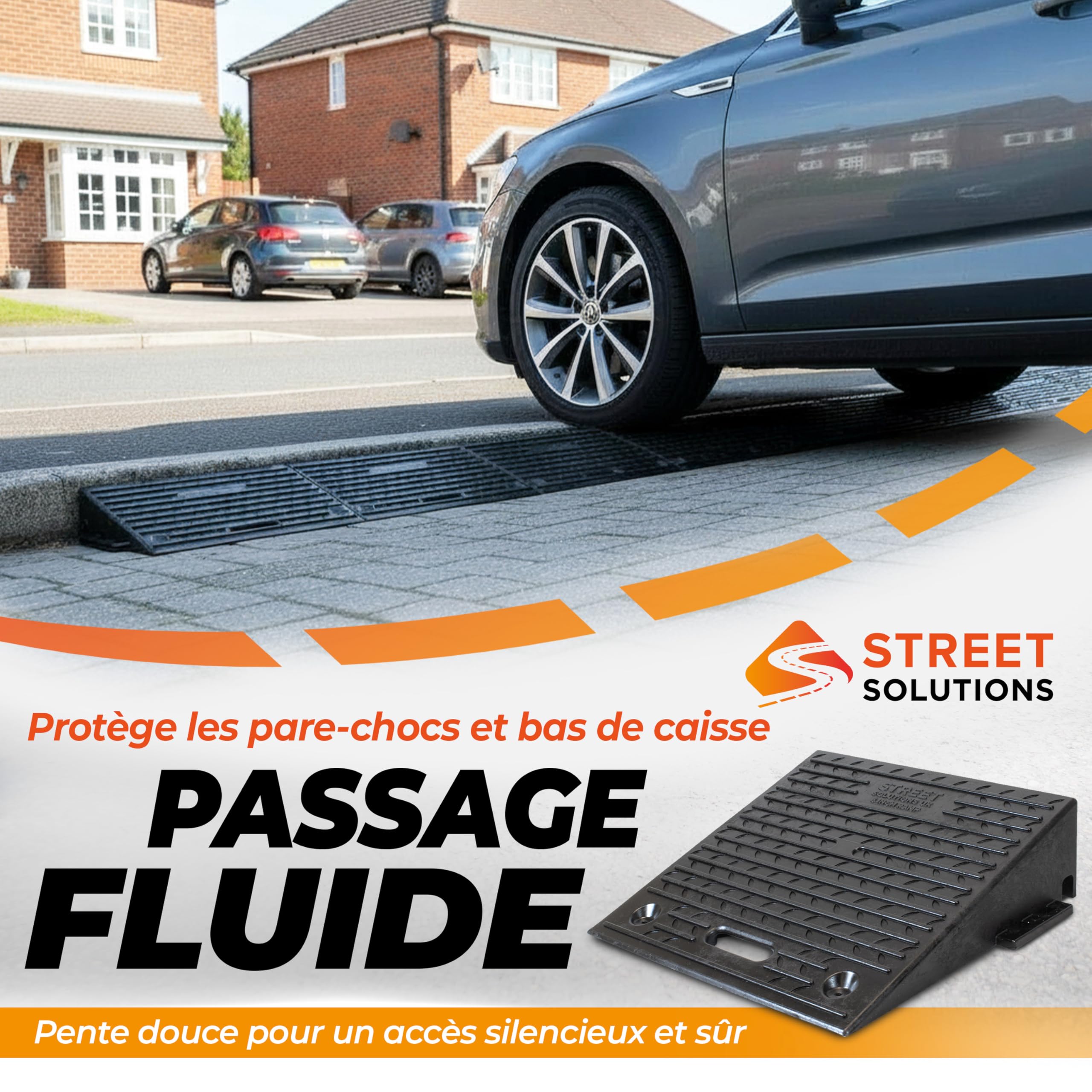 Street Solutions UK Rampe de Trottoir pour Voiture et Fauteuil Roulant – 10 cm Rampe Daccès de Seuil en Caoutchouc Antidérapante