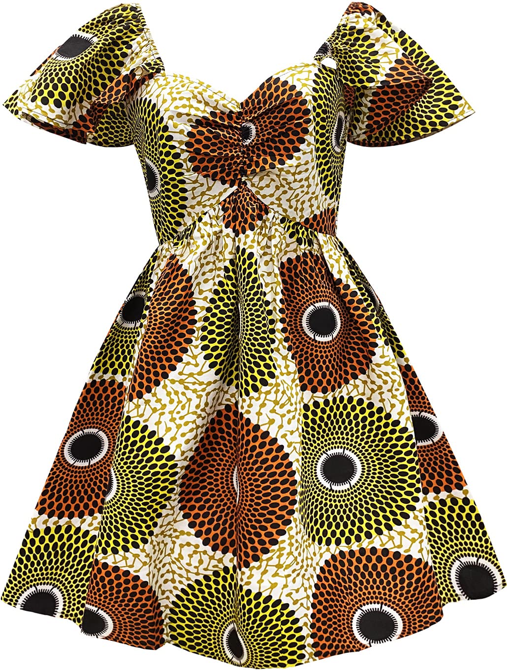DOAFRIAFRIAfrican Print Dress Ankara Wax Short Sleeve Dresses