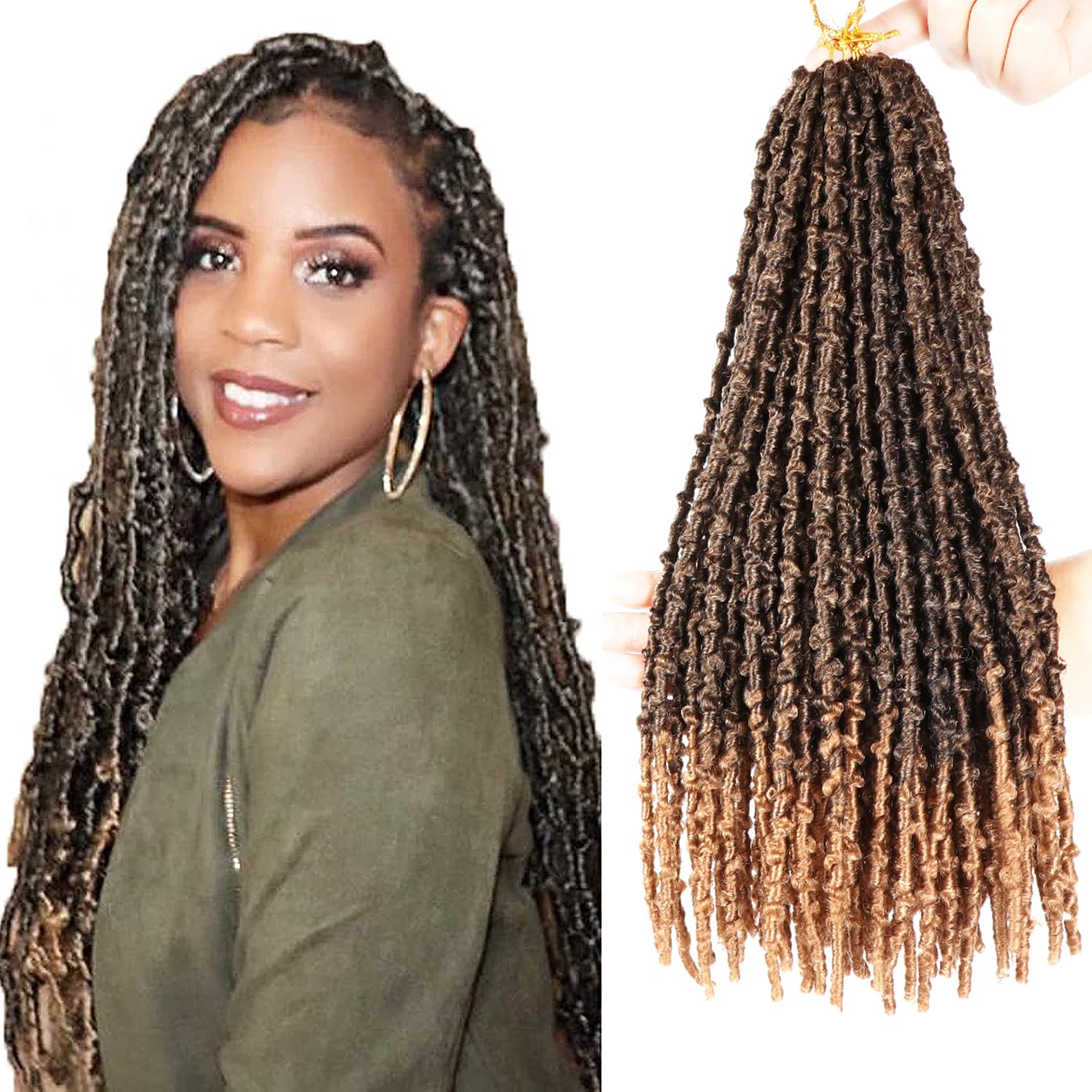 24inch Butterfly Locs Crochet Hair 10 Packs Pre Looped Distressed Locs Crochet Braids Long Butterfly Locs (T27, 18 Inch (Pack of 10))