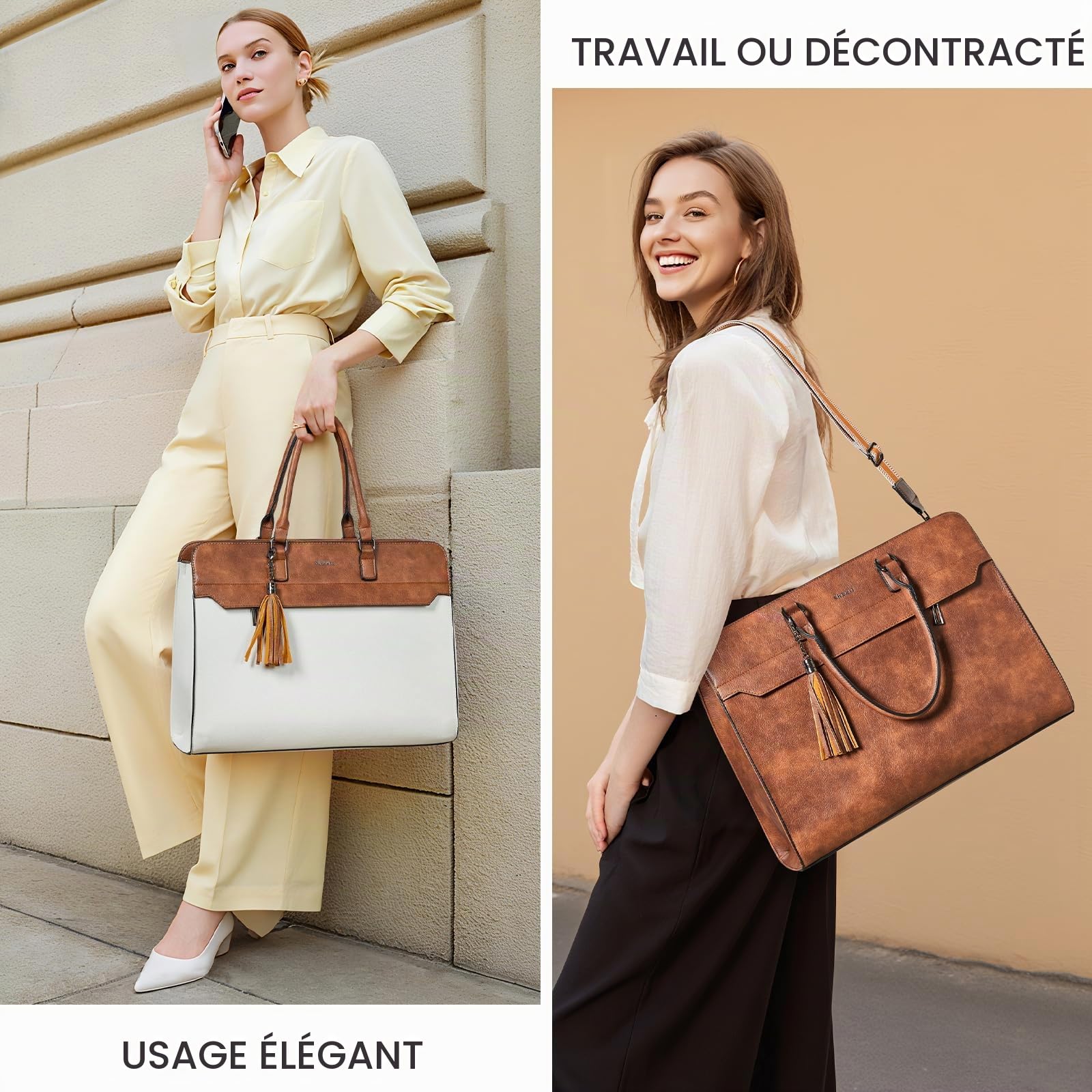 Shrrie 15,6 pouces sac pour ordinateur portable pour les femmes,Sac de travail résistant à l'eau sac portable,Valise avec sac à main