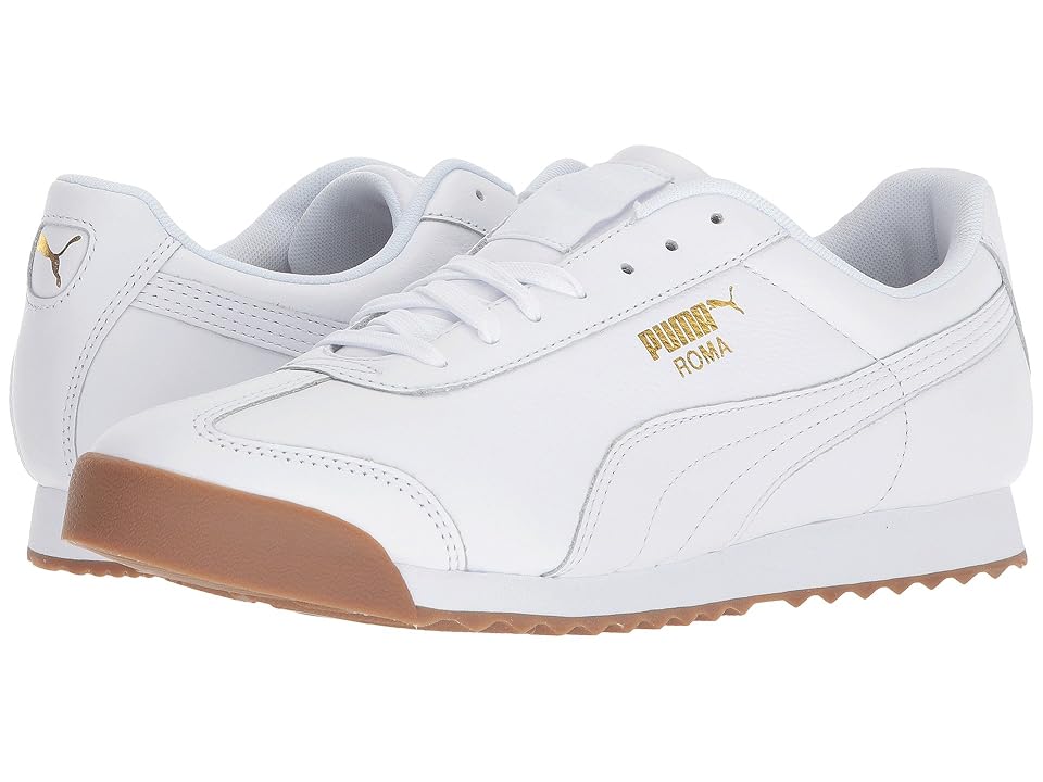 PUMA Roma Classic Gum (Puma White/Puma Team Gold) Men's Shoes INTERNATIONAL SHIPPING