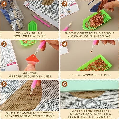 Miniatura 3 de Yeaqee Juego de 4 piezas de arte de diamantes, pintura de bricolaje para adultos, decoración estética de diamantes, decoración de habitación, lindas