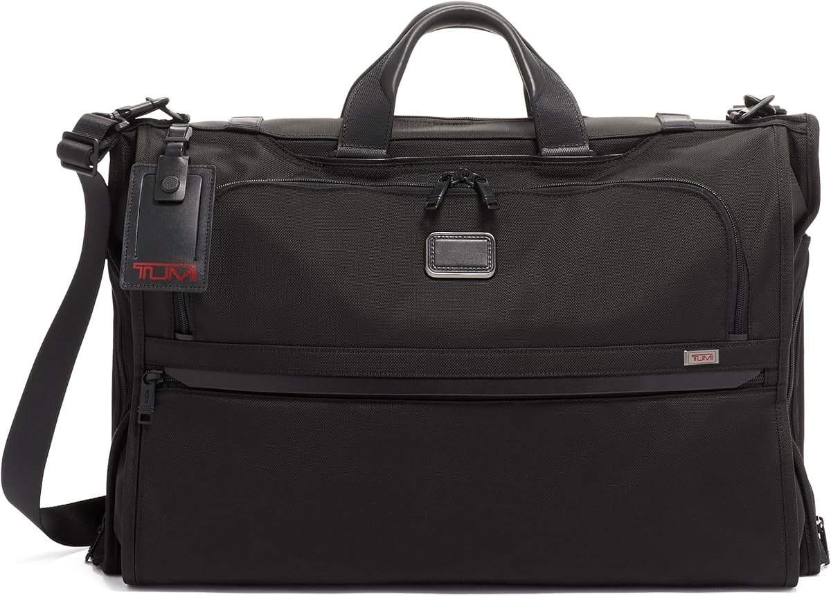 Alpha Tri-Fold Garment Bag Carry-On - Dress or Suit Bag for Men and Women - Midnight Black