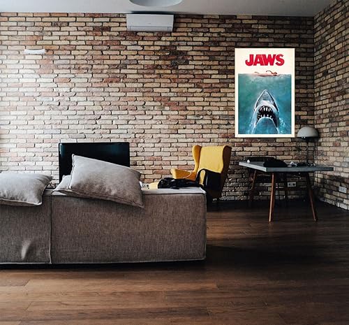 Miniatura 6 de Jaws, póster de película (estilo regular, diseño retro y vintage) (tamaño 24 x 36 pulgadas) (juego de póster y tira de pósteres)