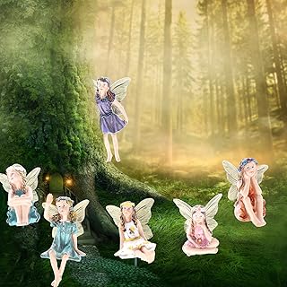 6-Pack Flower Fairy Pixie Fly Wing Miniatures Resin Flower Fairy Figures Figurines Fairy Garden Accessories Dollhouse Ornament Garden Decoration