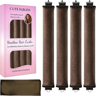 Heatless Curls Overnight, 4 PCS Heatless Hair Curler Set with Satin Scarf & Velvet Flexi Rods, Hair Accessories for Women, Hair Rollers to Sleep In for Overnight Curls, No Heat Damage Styling