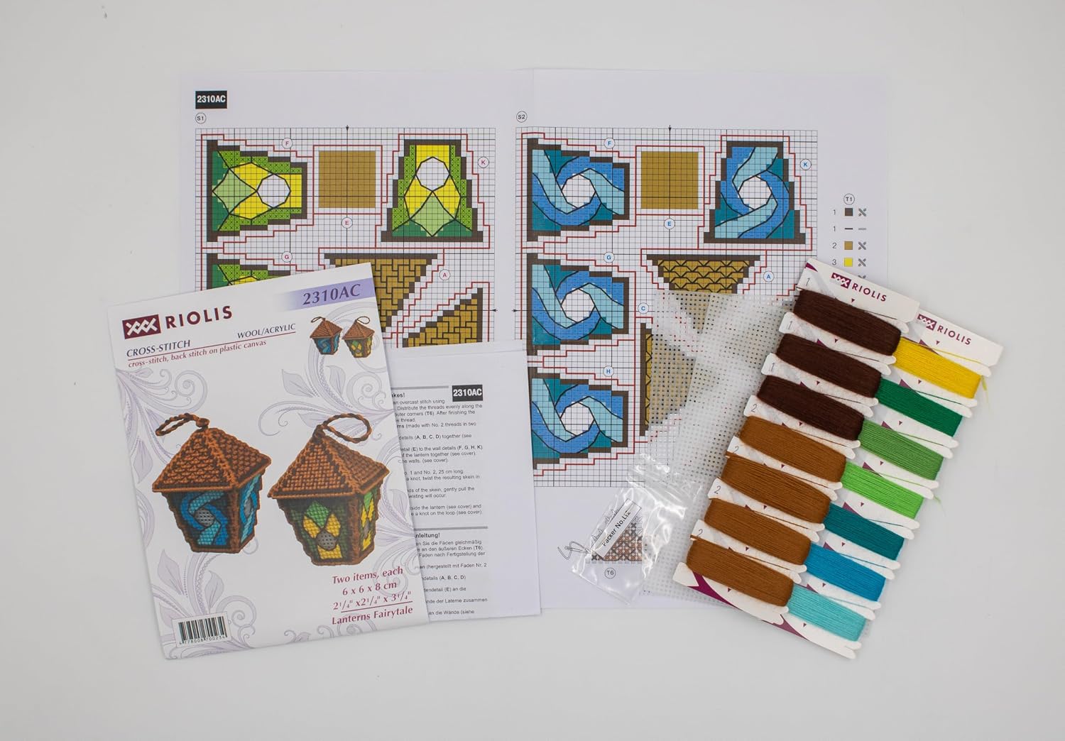 RIOLIS - Lanterns Fairytale 2310AC, Ornaments Cross Stitch Kits 2¼"x2¼x3¼, Cross Stitch Kits for Beginners & Advanced, Hanging Ornaments Crossstitching Kit Adult, Embroidery Counted Stitching Kit