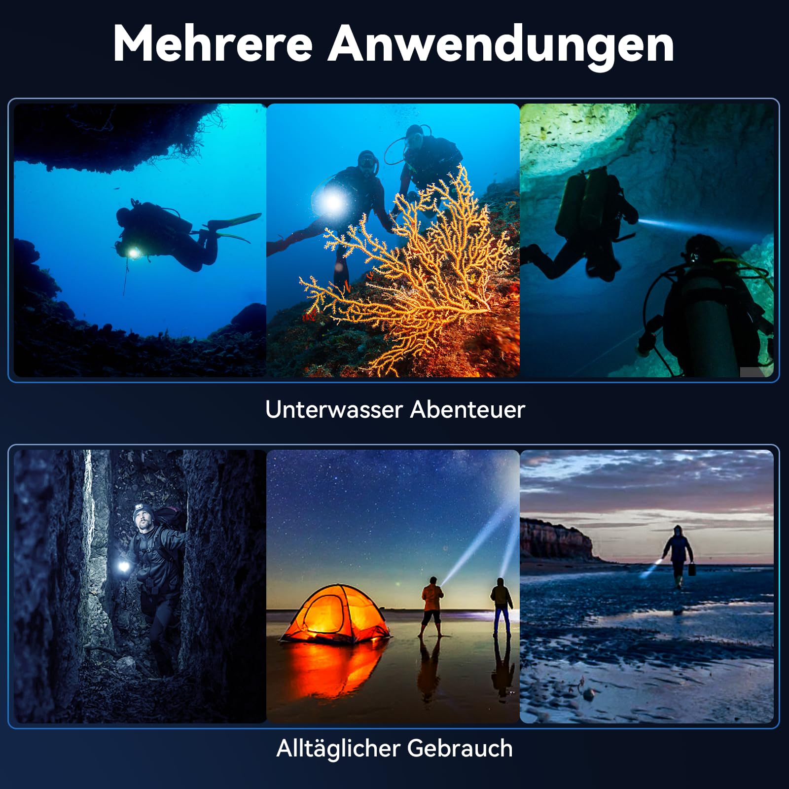 Sofirn SD03 Tauchlampe, 1800 Lumen Unterwasser Taschenlampe mit Abschließbarem Schalter, Tauchen Taschenlampe IPX8 Wasserdichte 100m,3 Lichtstufen & Aufladbar Akku und Ladegerät