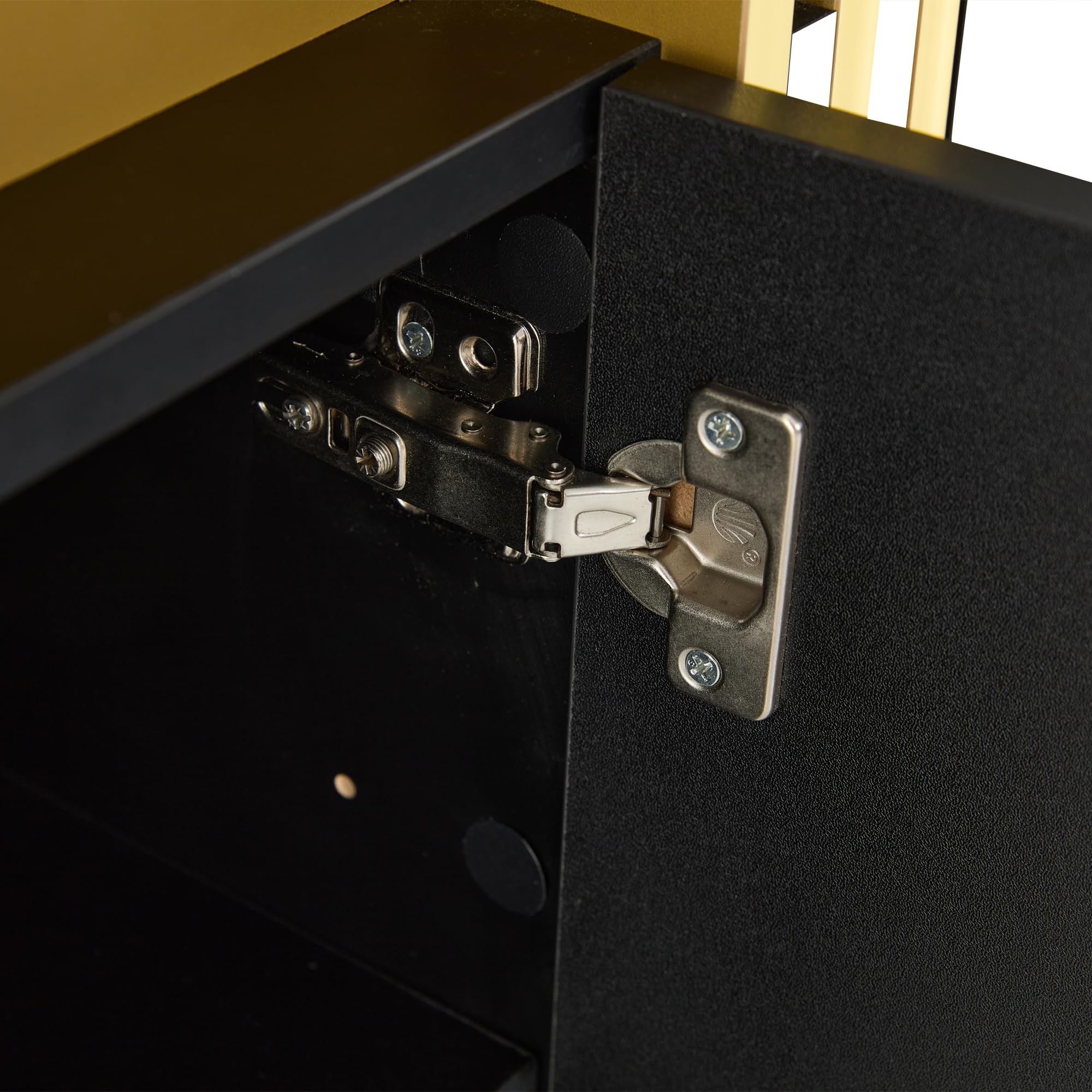 Merax Sideboard, Küchenschrank, Aufbewahrungsschrank mit 3 Türen, Moderne Buffetschrank mit Arbeitsplatte, Verstellbares Regal, Esszimmerschrank für Wohnzimmer, Esszimmer, Flur, Marmoroptik, Schwarz