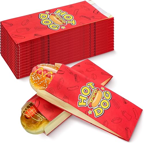 300 envoltorios para perros calientes a granel de 3.5 x 1.5 x 9 pulgadas, resistentes a la grasa, bolsas de papel para perros calientes para