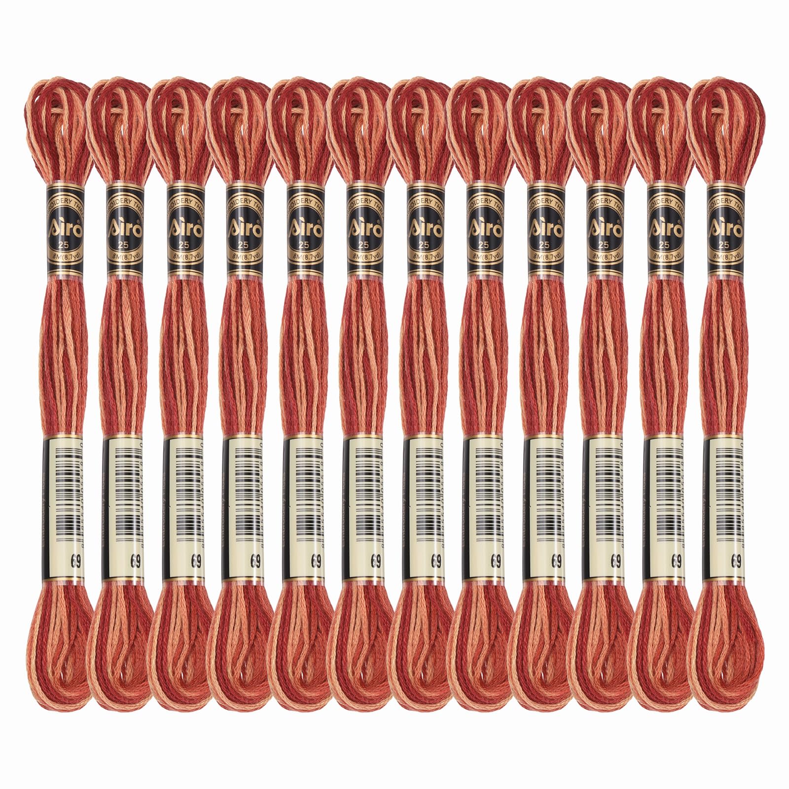 PATIKIL 12 Skeins Embroidery Floss, Polyester Embroidery Threads Bracelets String for Cross-Stitch Hand Embroidery, Brown Red