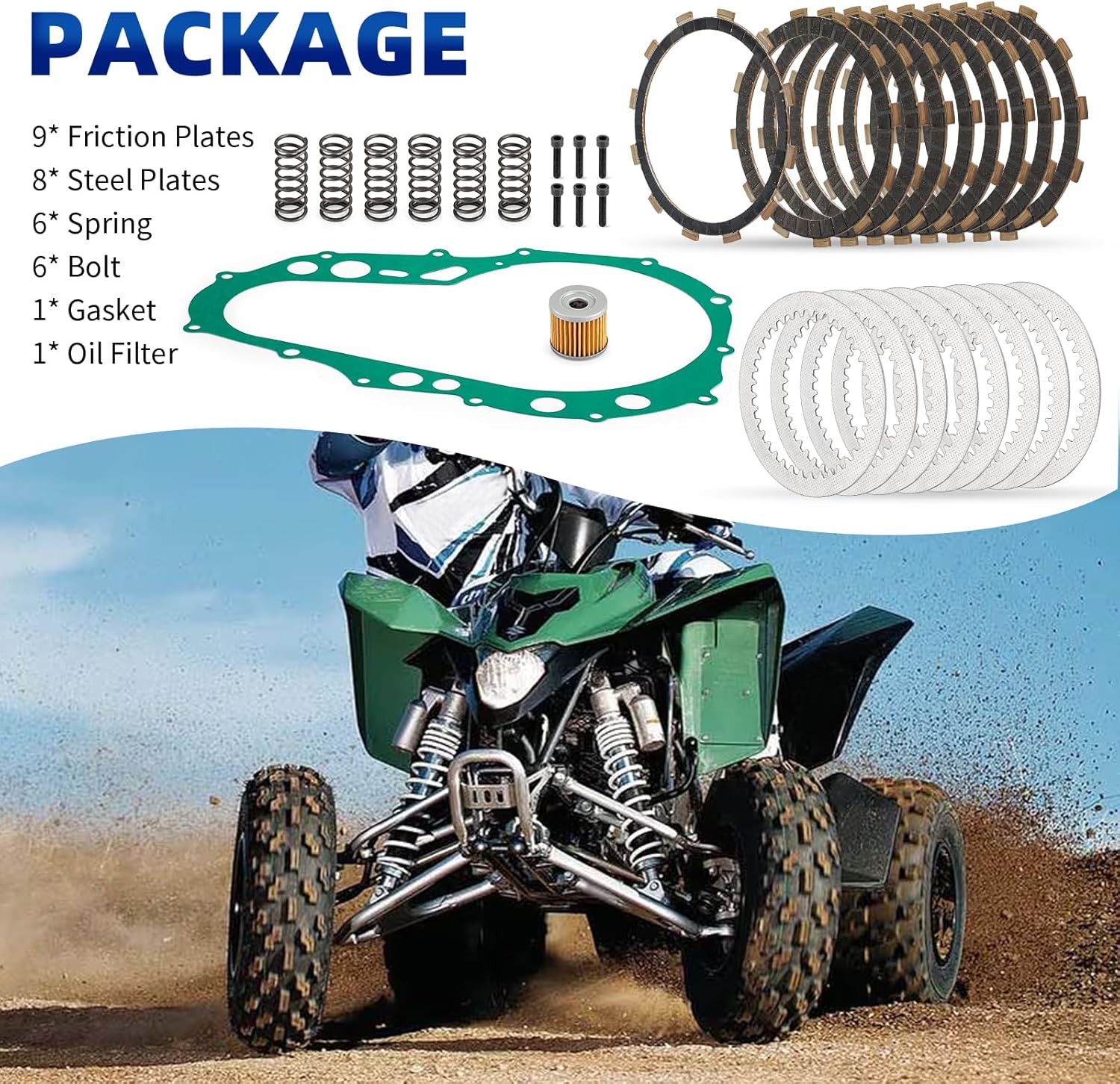 Heavy Duty Clutch Friction Plates & Gasket Kit for Suzuki QuadSport Z 400 LT-Z400 2003-2014