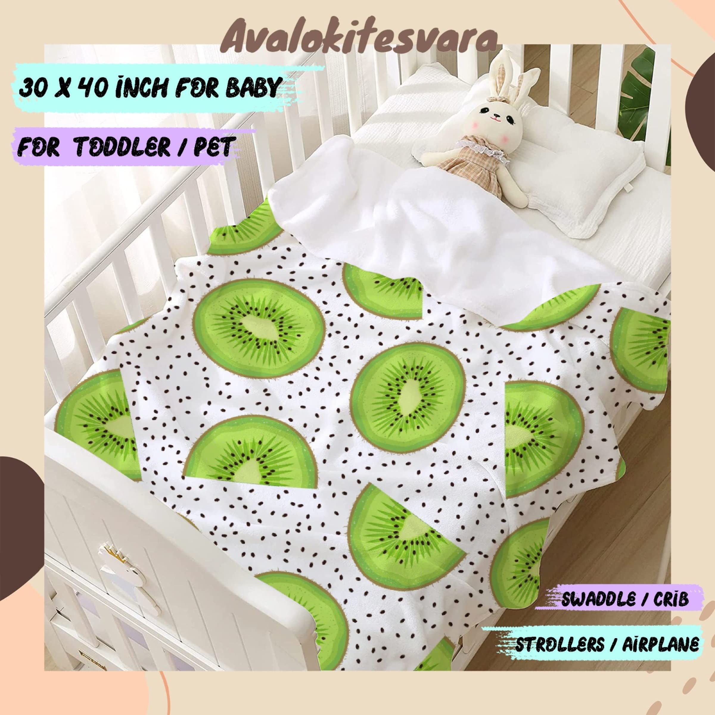 ARTBLANKET Green Fruit Kiwi Throw Blanket Fannel Fleece Super Soft Funny Blanket Travel Throw Blanket for Bed Couch Sofa 60x50 in for Teen Car
